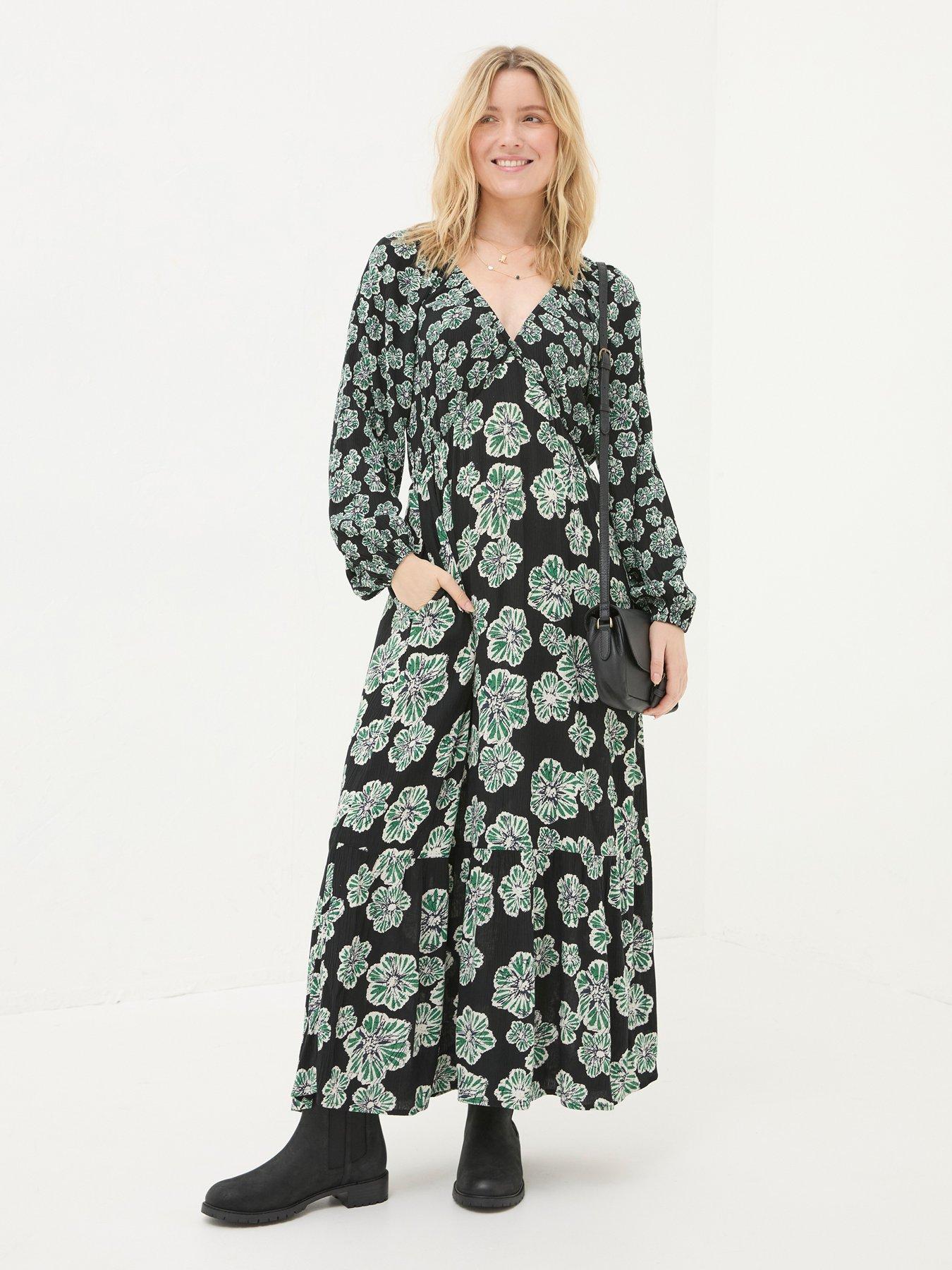 FatFace Noelle Spaced Floral Midi Dress Black Very