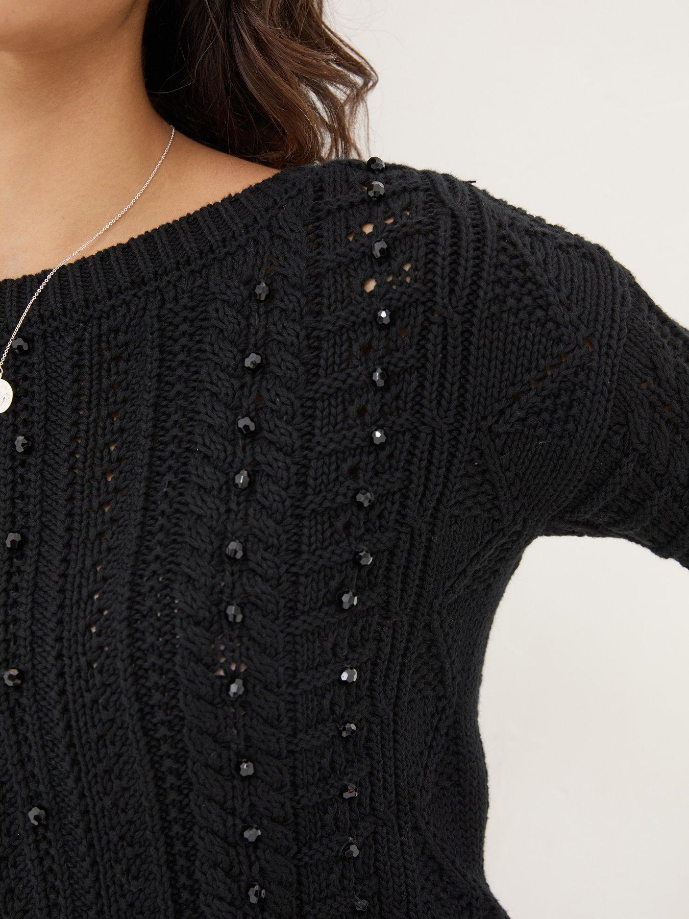 Image 4 of 4 of FatFace Damson Beaded Jumper - Black