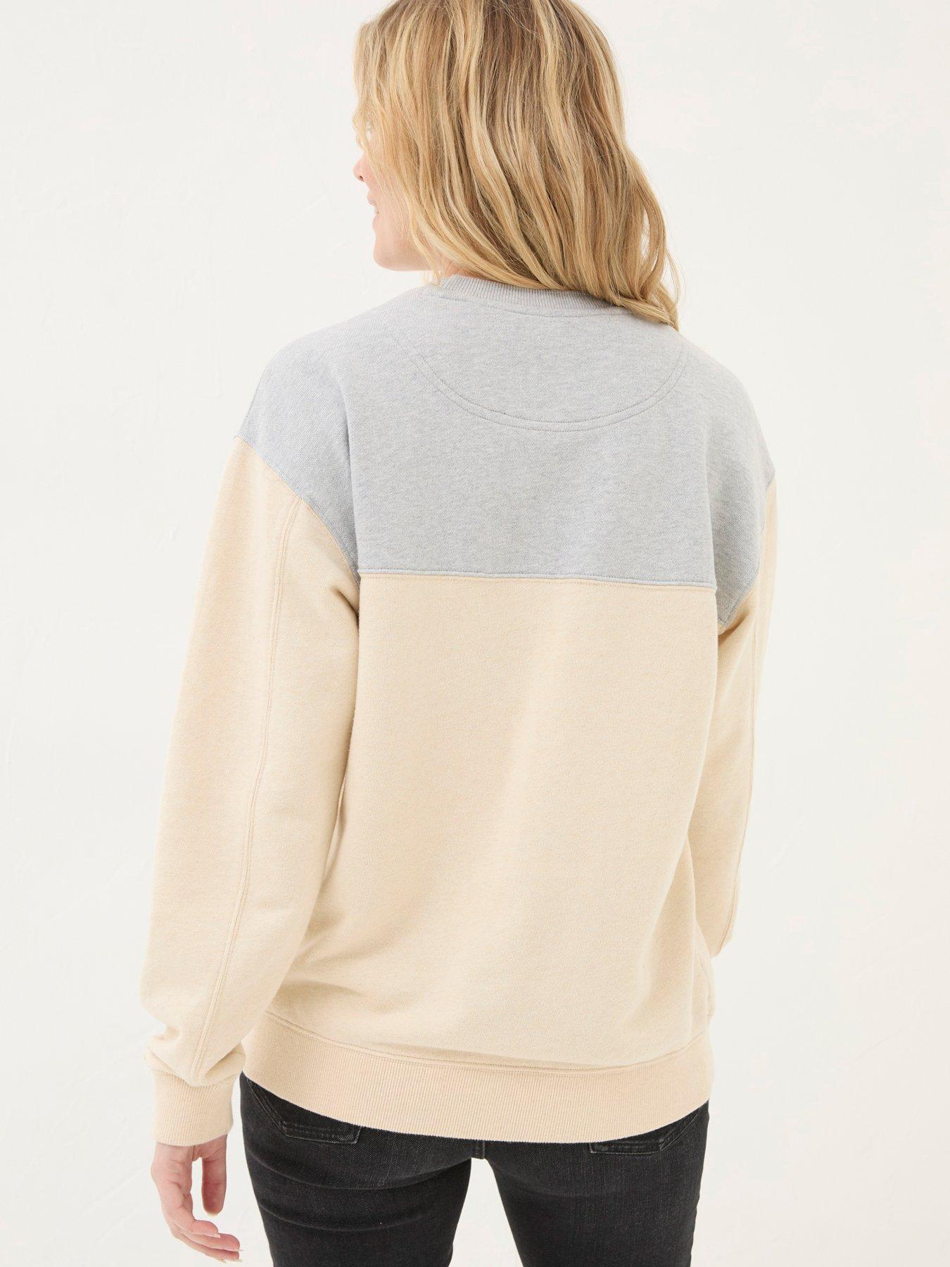 Image 2 of 4 of FatFace Colour Block Crew Sweat - Beige - Pink