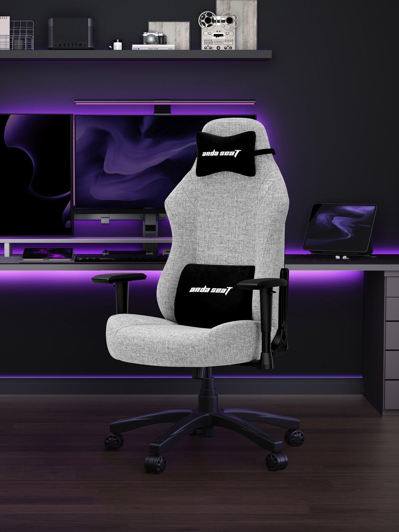 Product photograph of Andaseat Anda Seat Luna Premium Large Gaming Chair - Grey Fabric from very.co.uk