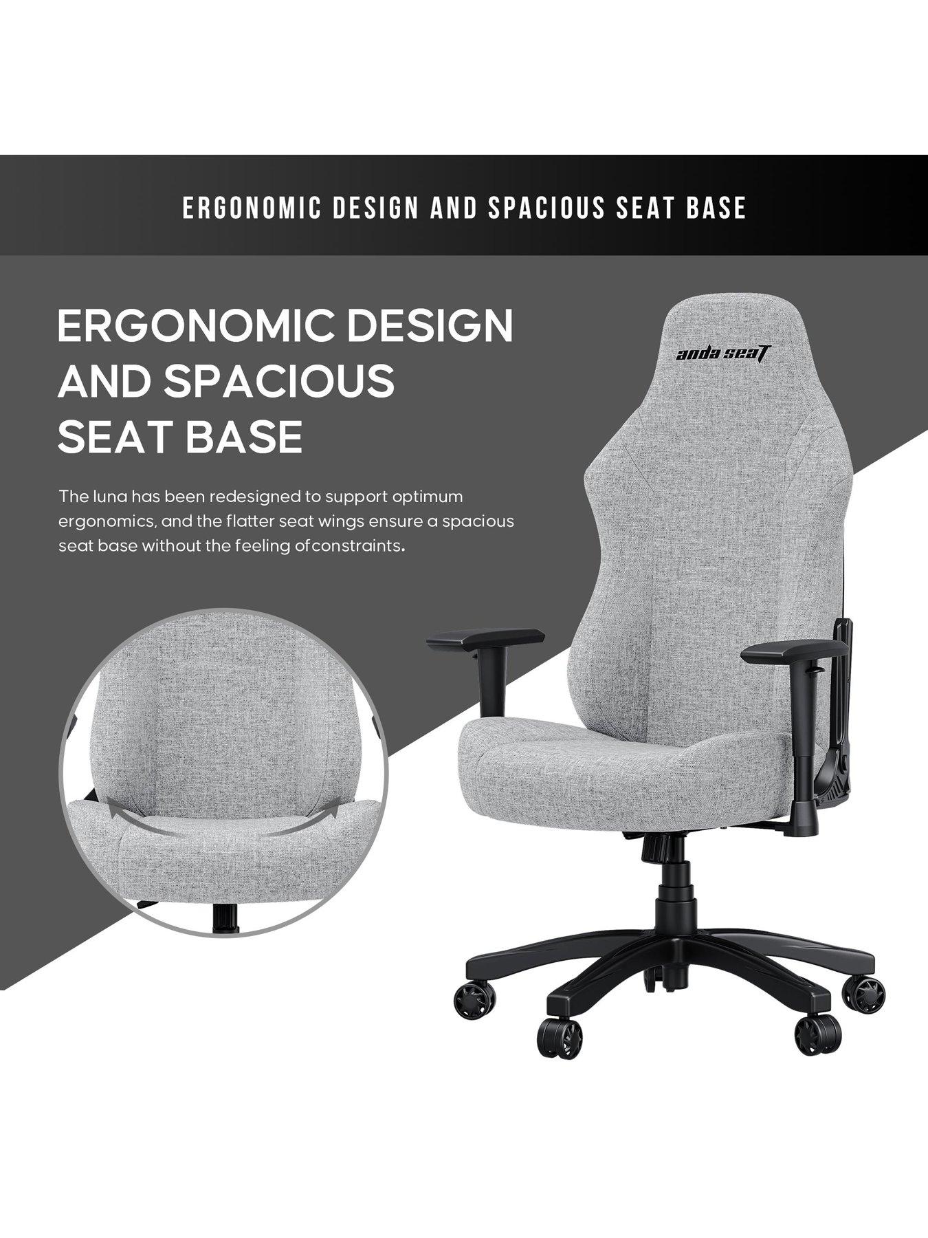 Image 7 of 7 of Andaseat Anda seaT Luna Premium Large Gaming Chair - Grey Fabric
