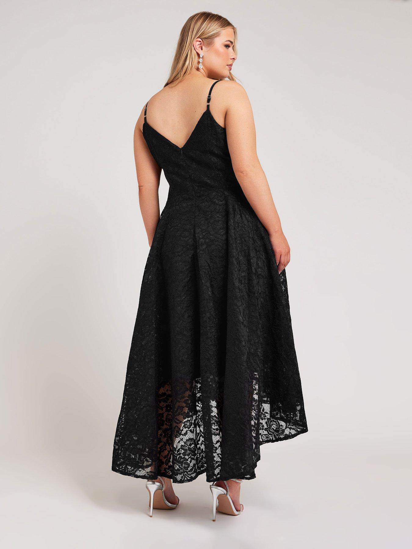 Yours Curve Lace High Low Prom Dress Black Very