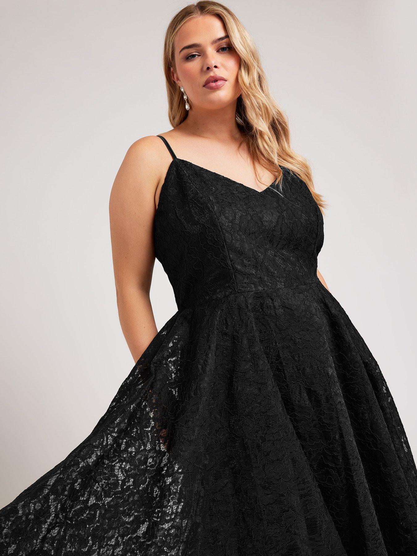 Black lace high low dress 2025