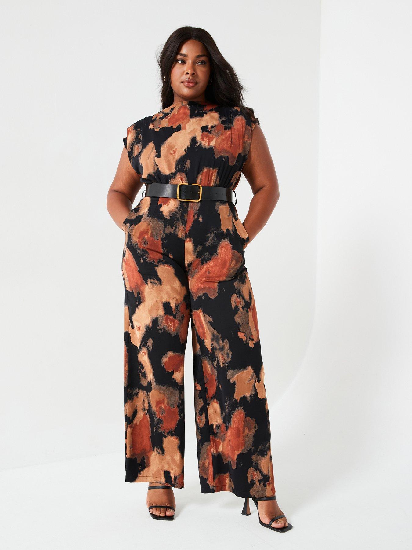 undefined Print Belted Jumpsuit - Multi