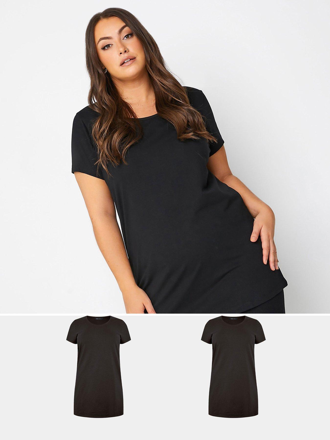 Curve 2 Pack Longline T shirt Black