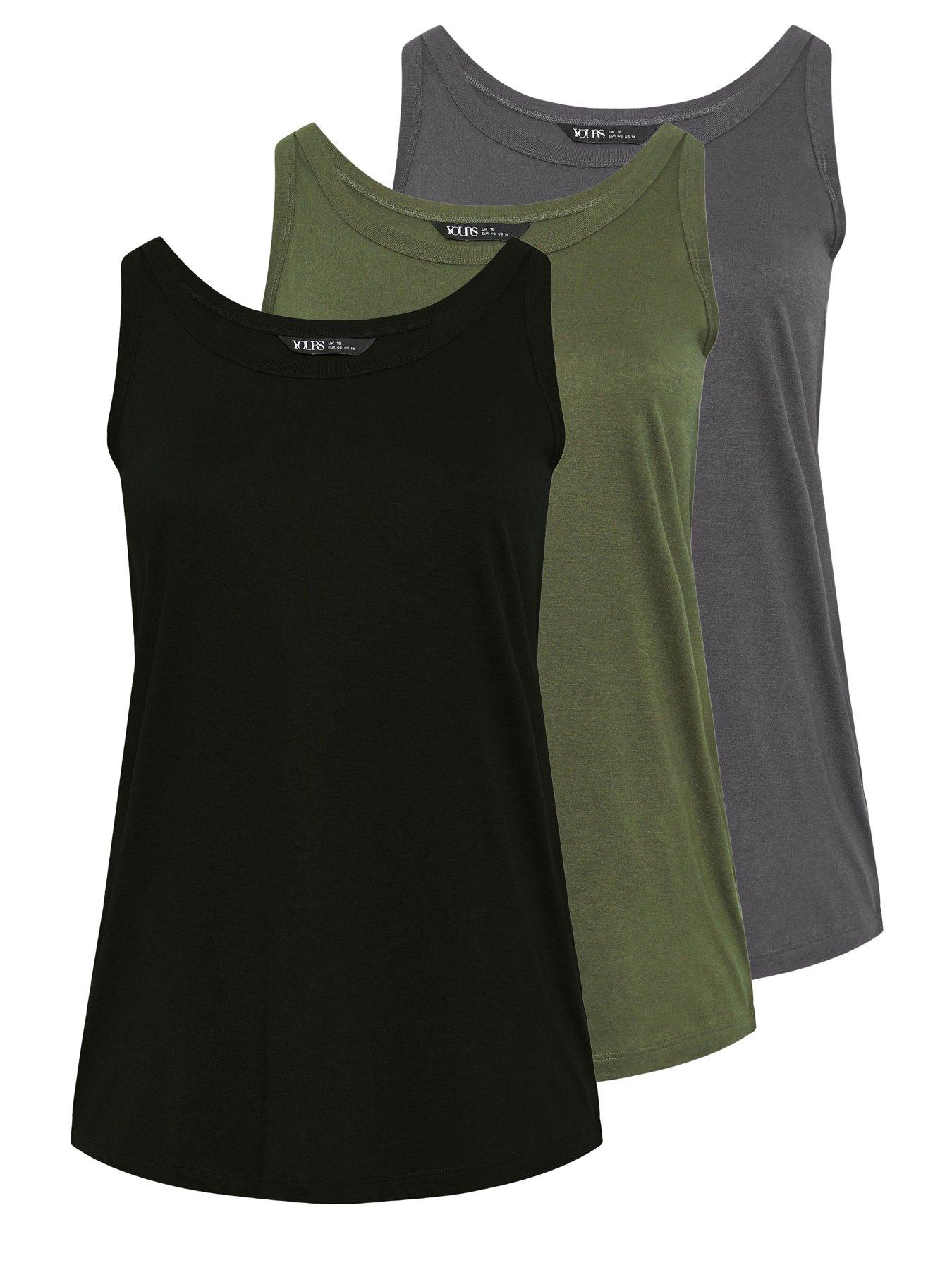 Image 5 of 5 of Yours Curve 3 Pack Core Basic Vests - Multi