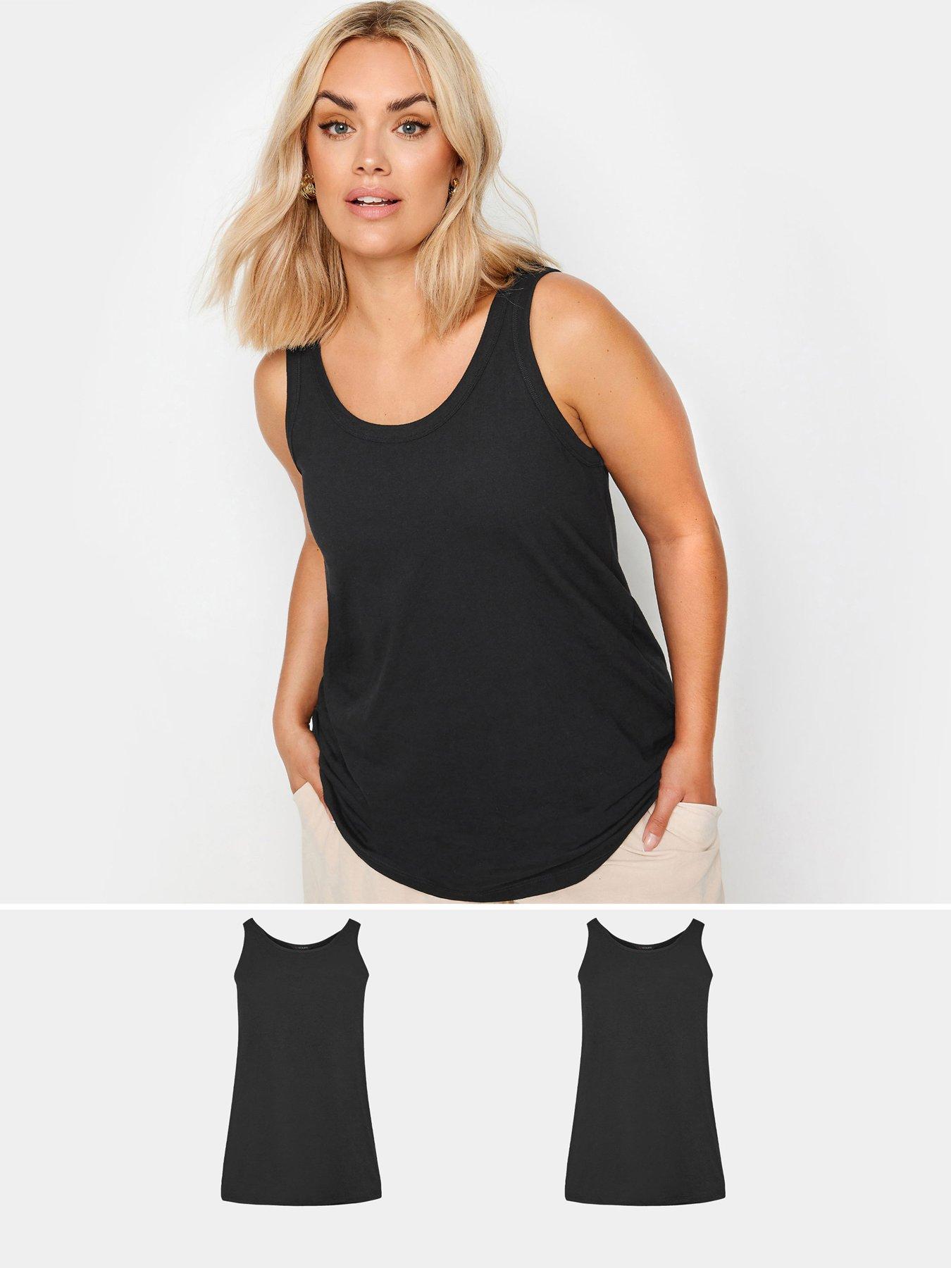 Image 1 of 3 of Yours Curve 2 Pack Core Basic Vest - Black