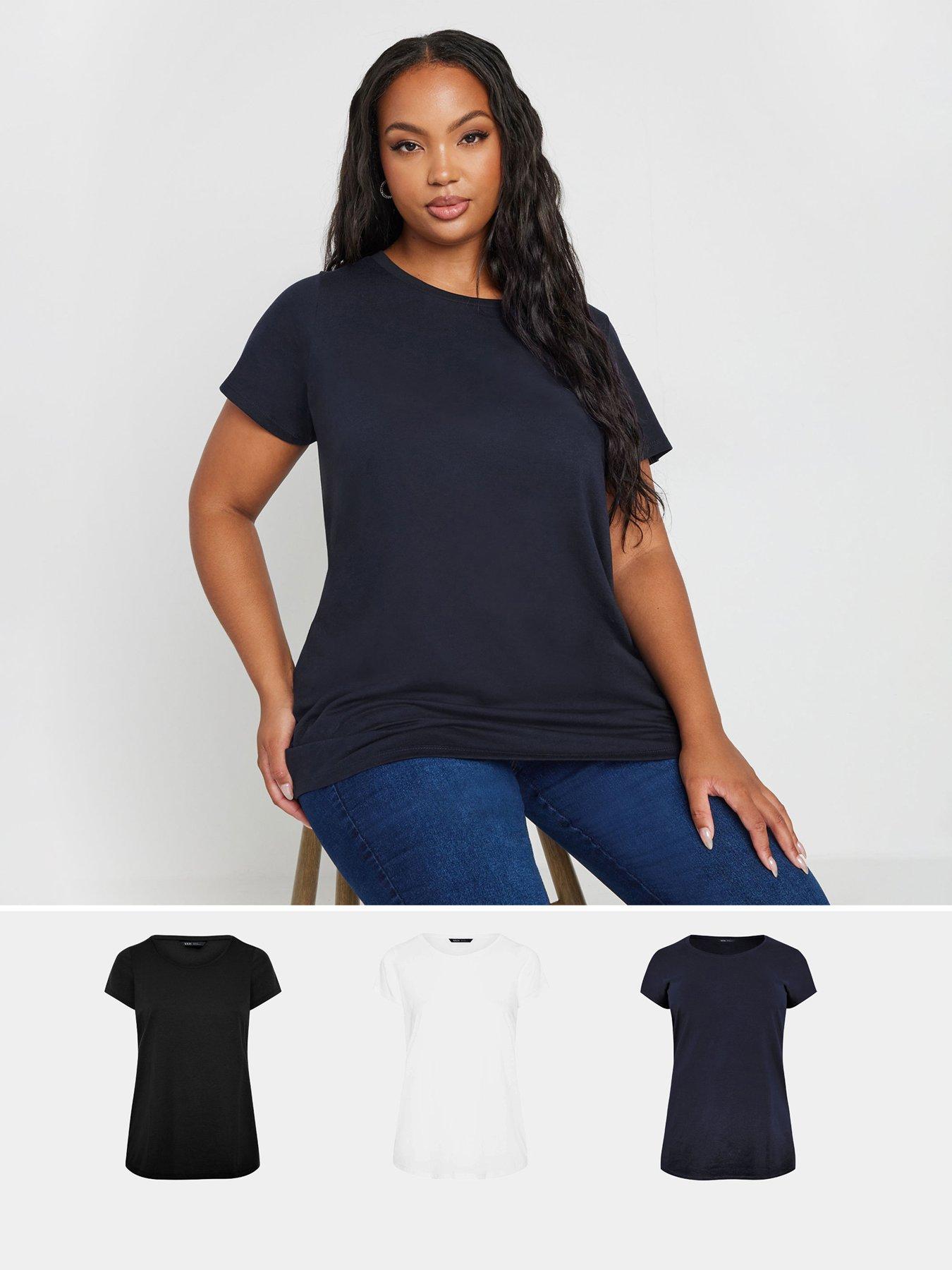 Image 1 of 4 of Yours Curve 3 Pack Core Basic T-Shirt - Multi