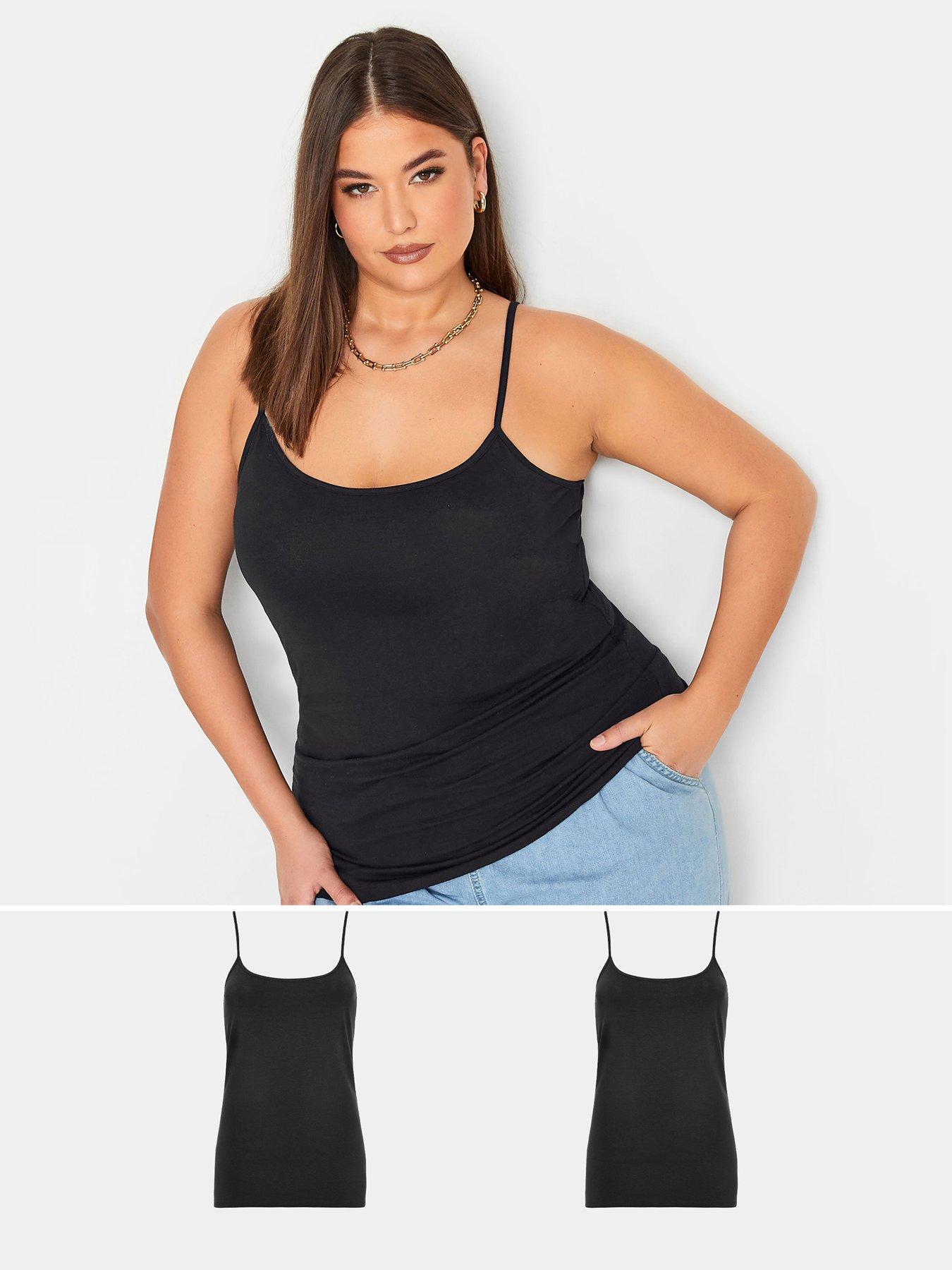 Image 1 of 4 of Yours Curve 2 Pack Cami Vests - Black