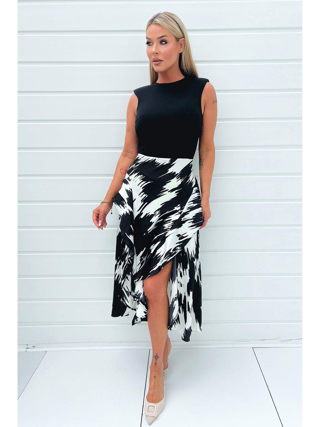 Black and white frill dress best sale