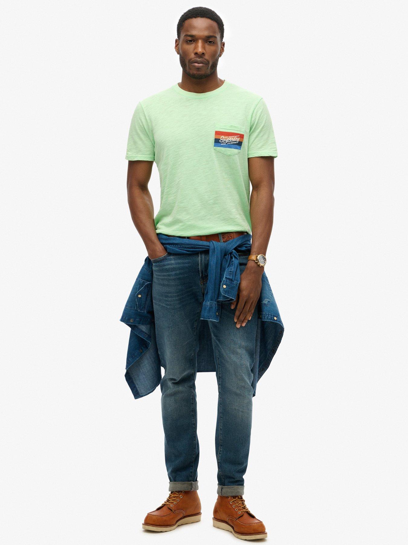 Image 2 of 3 of Superdry Cali Striped Logo T-shirt - Light Green