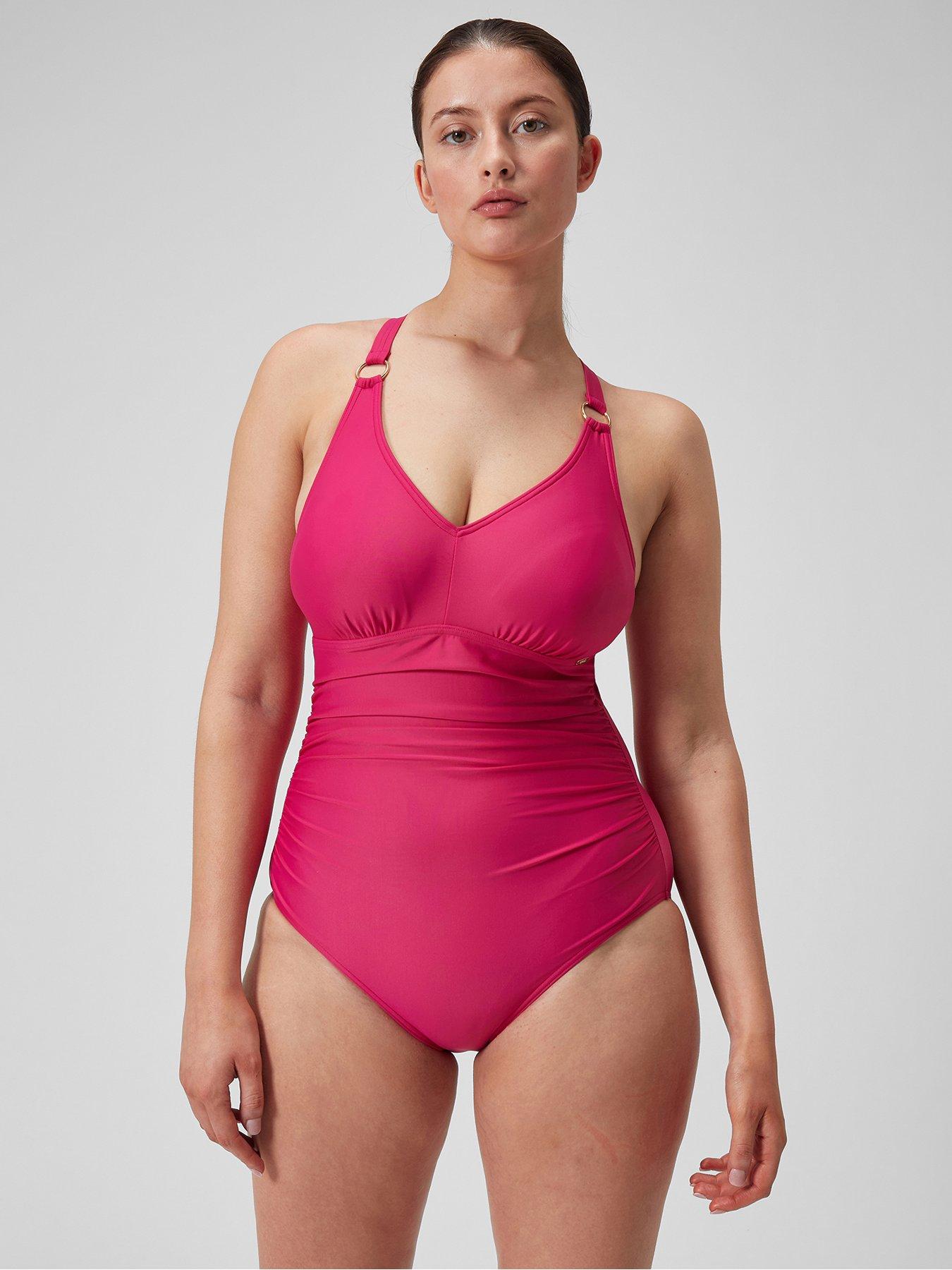 Speedo Womens Shaping V Neck 1 Piece - Pink