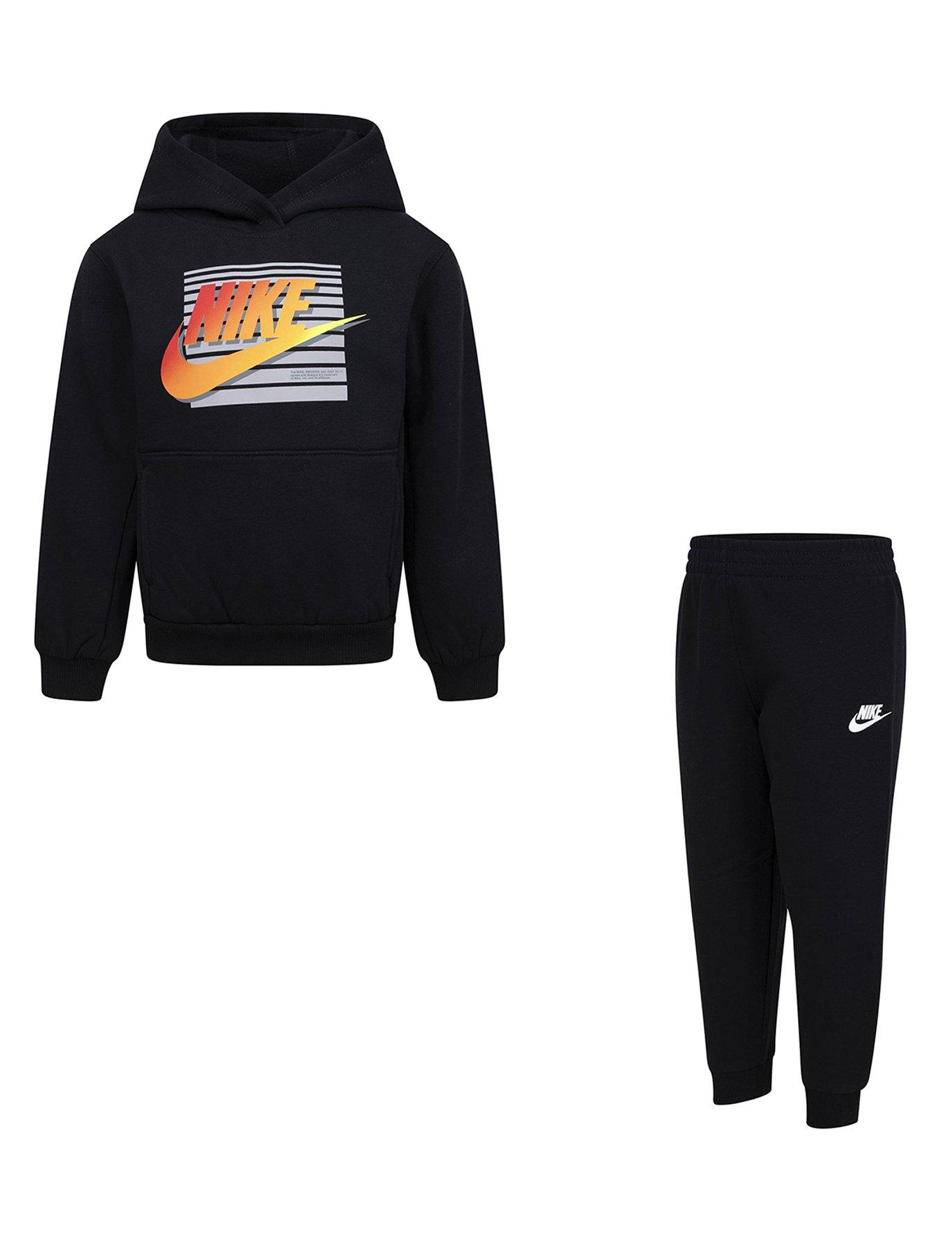 Nike Younger Boys Sportswear Gradient Futura Hoodie Pant Set Black Very