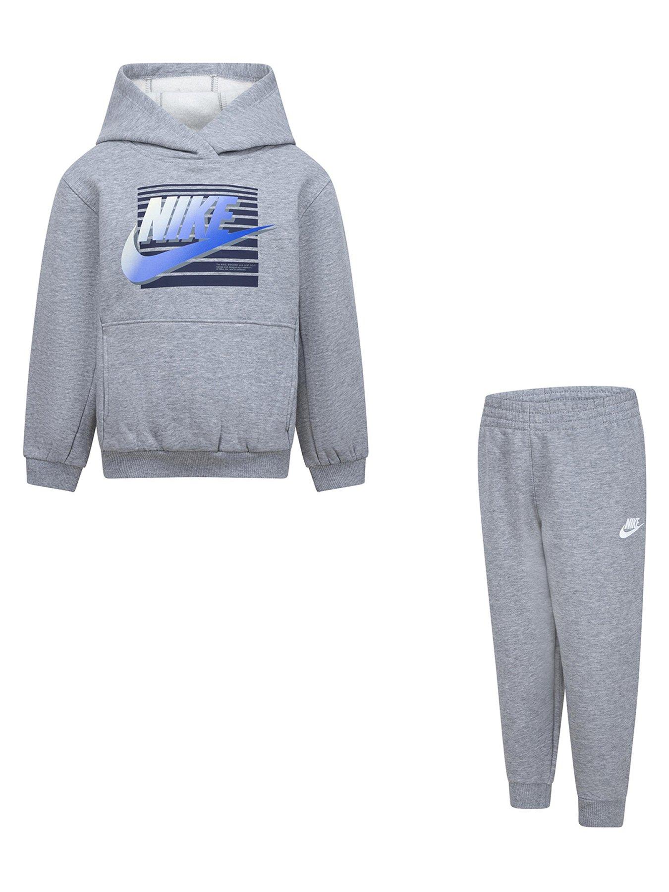 Nike Younger Boys Sportswear Gradient Futura Hoodie Pant Set Dark Grey very