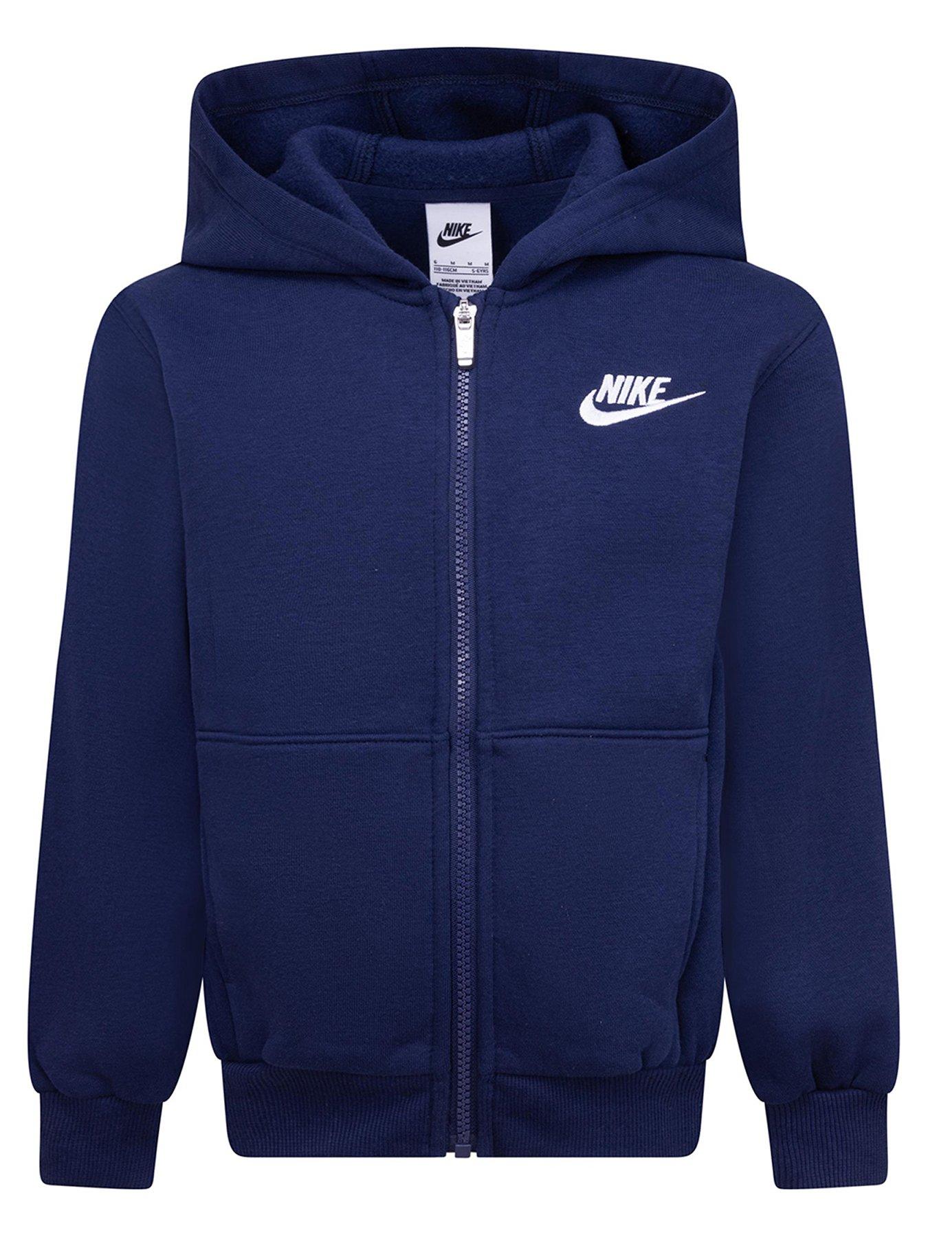 Nike zip up hoodie navy blue best sale