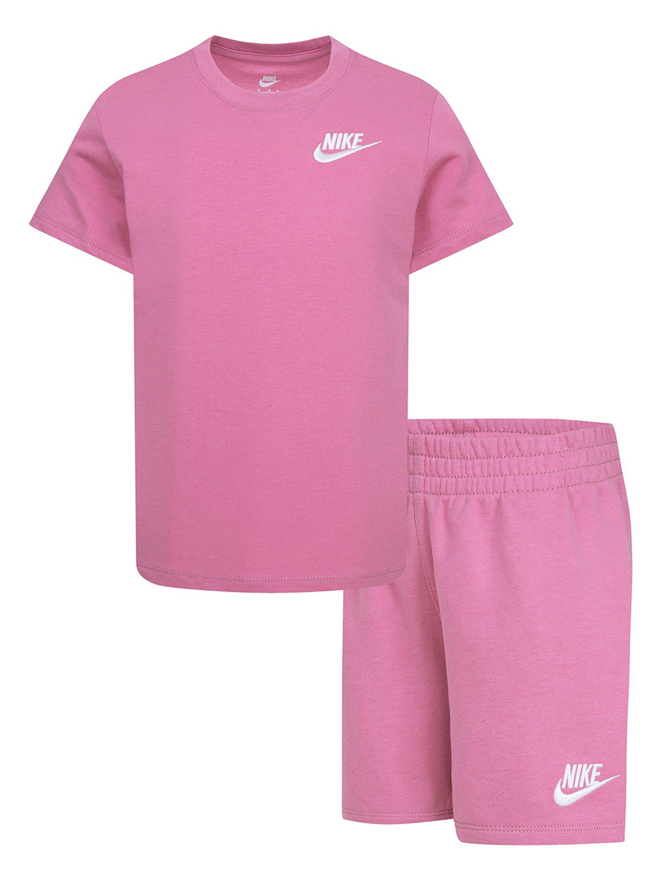 Nike Younger Unisex Club Low Brand Read Knit Short Set Pink Very