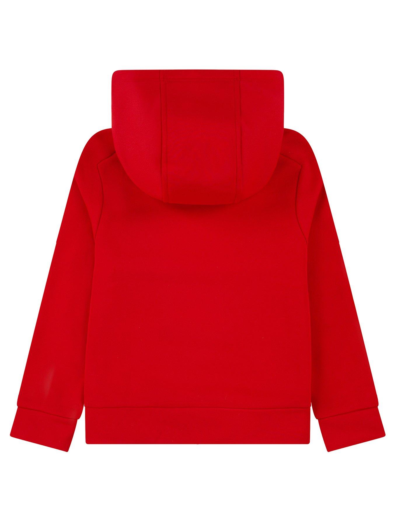 Younger Boys All Day Play Dri fit Graphics Overhead Hoodie Red