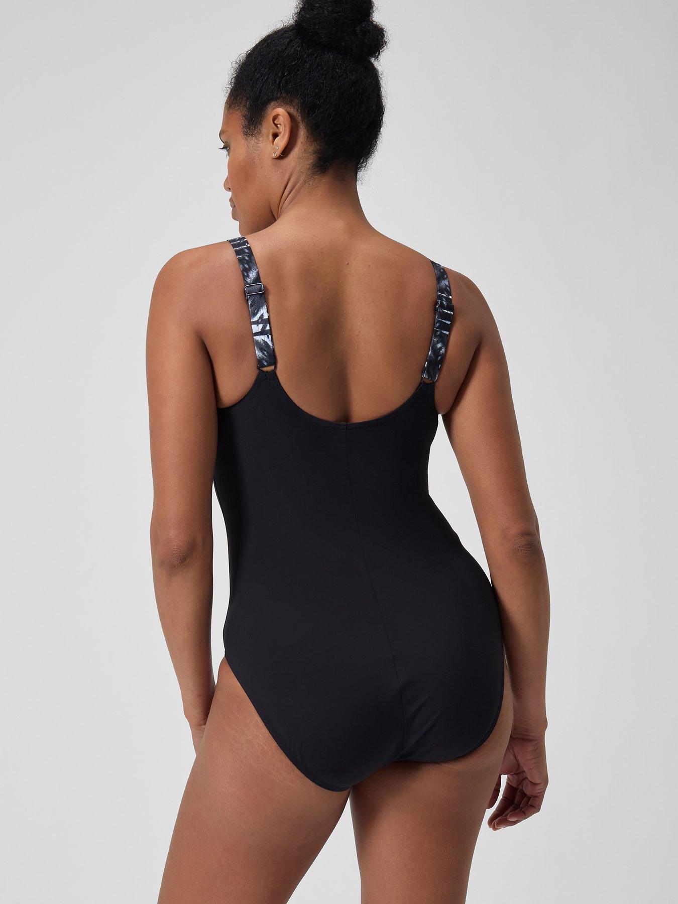 Image 2 of 6 of Speedo Womens Shaping Printed Splice Swimsuit - Black