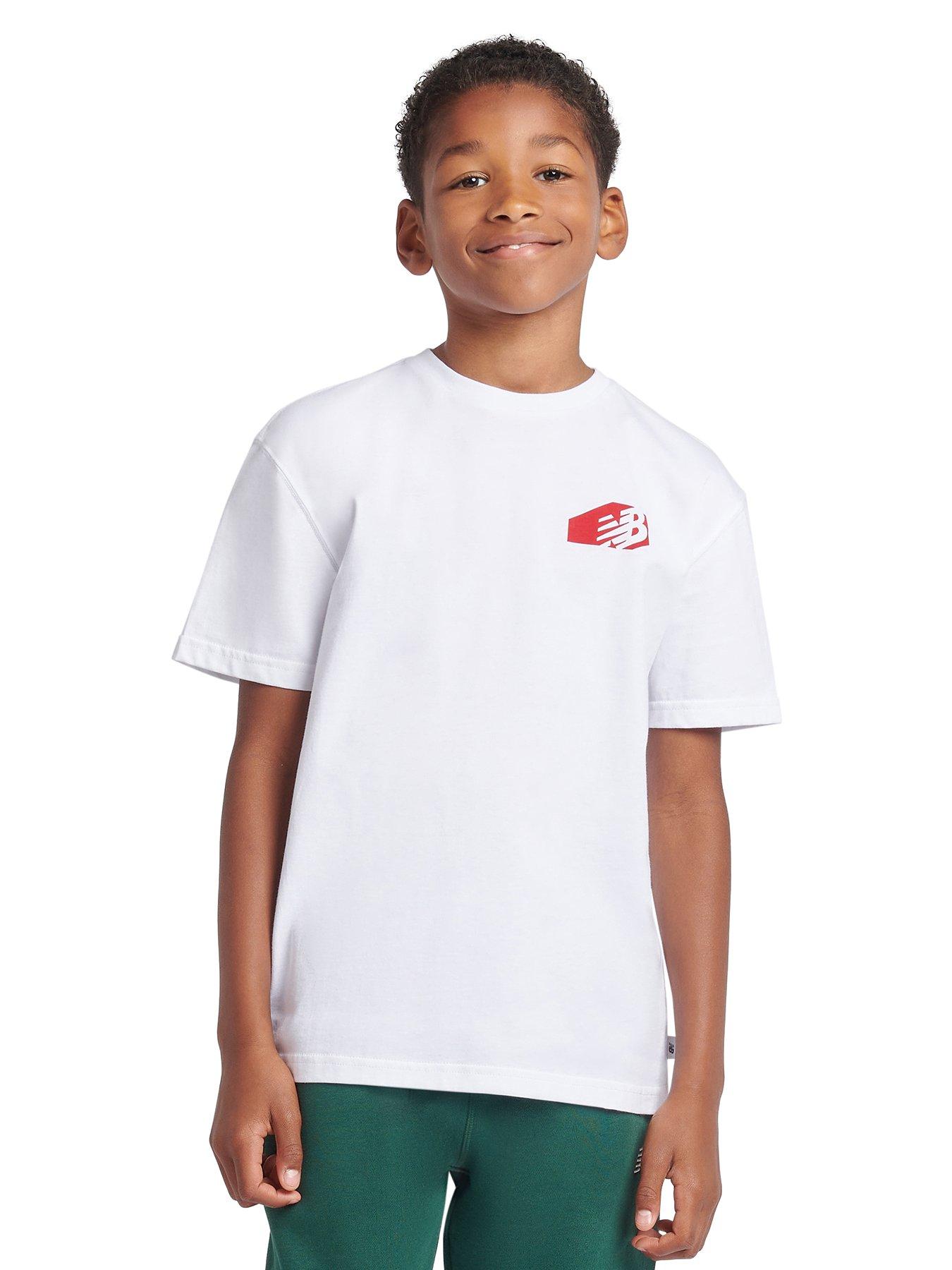 New Balance Junior Boys Authentic Brand T-Shirt - White, White, Size 10-11 Years