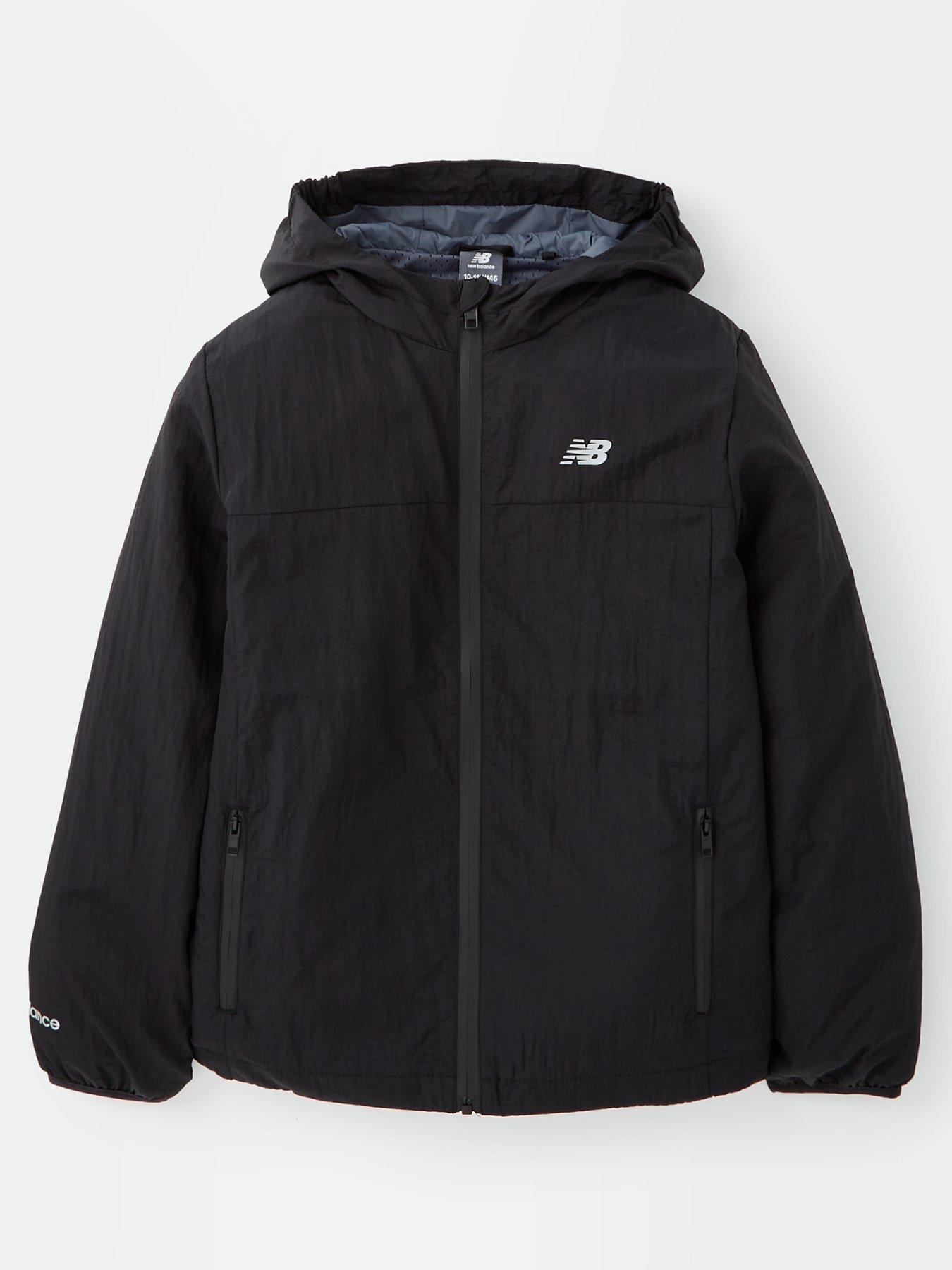 New Balance Junior Boys Athletics Woven Mesh Lined Jacket - Black, Black, Size 7-8 Years