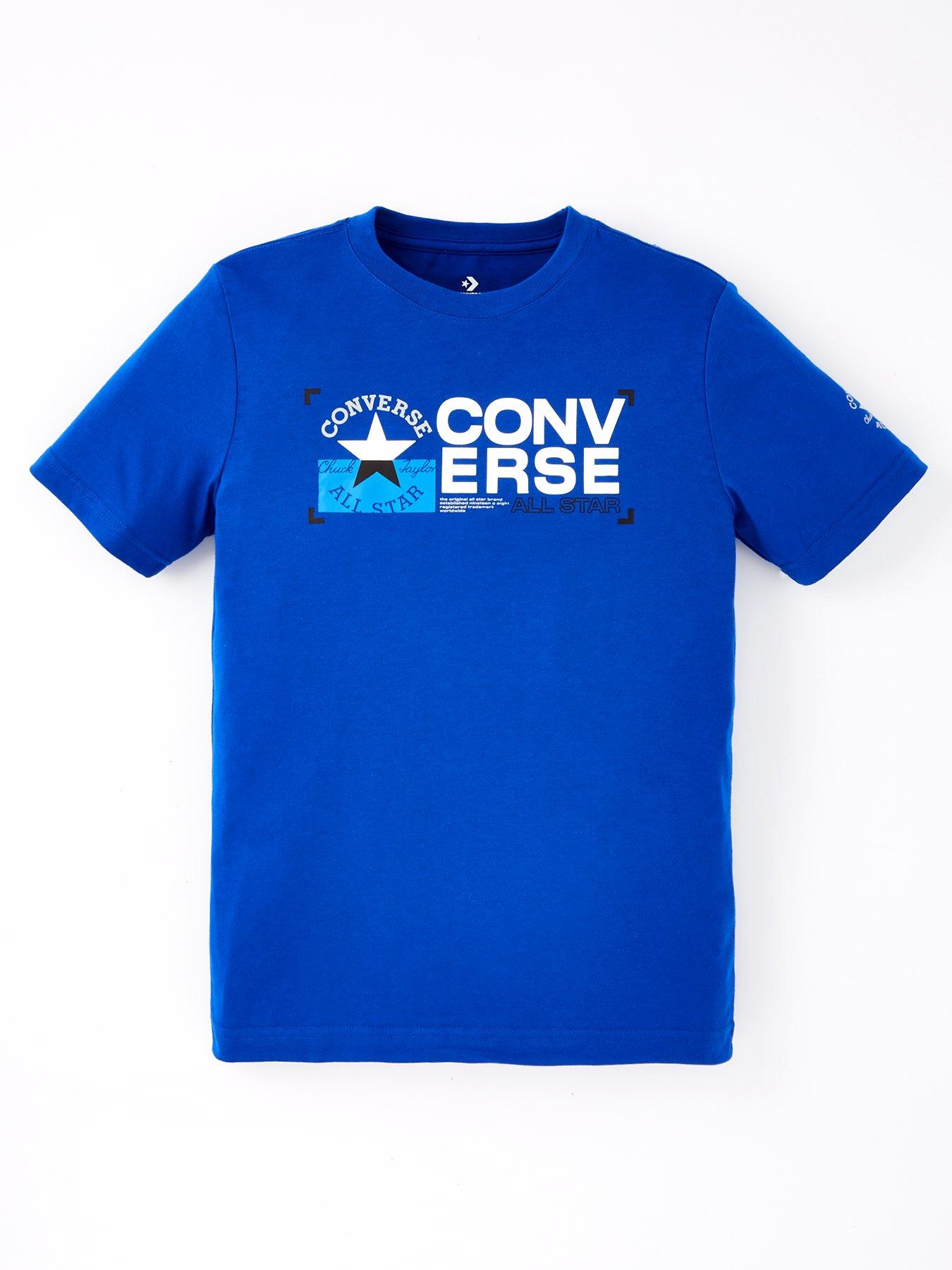 converse older boys utility chest logo short sleeve t-shirt - blue