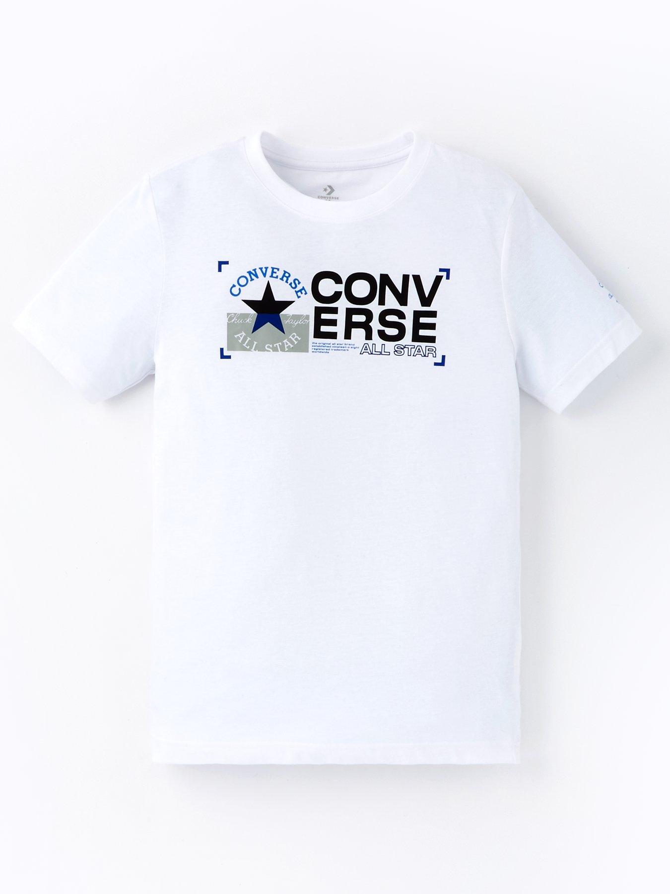 Older Boys Utility Chest Logo Short Sleeve T shirt Black White