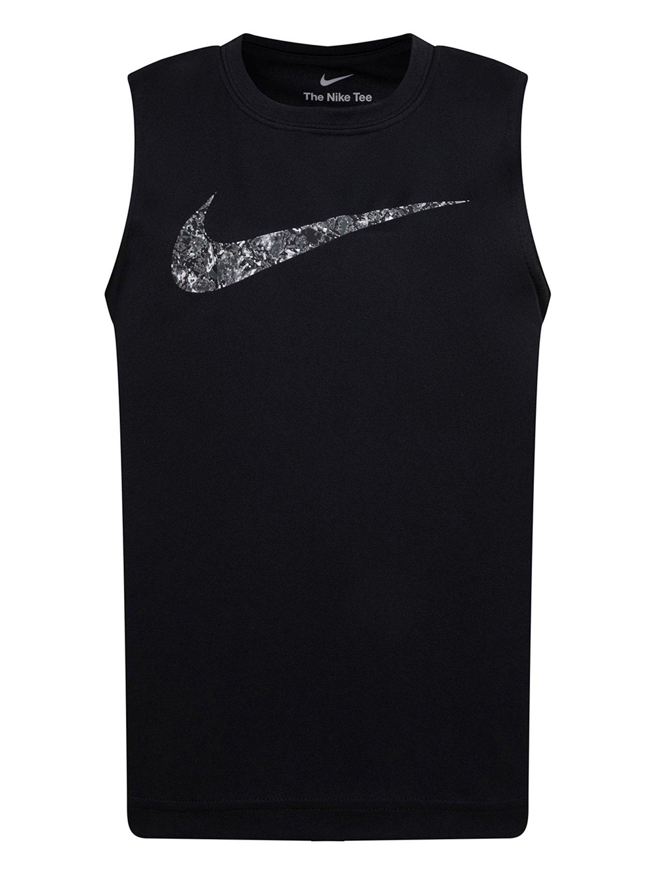 Nike Younger Boys All Day Play Swoosh Tank - Black, Black, Size 3-4 Years