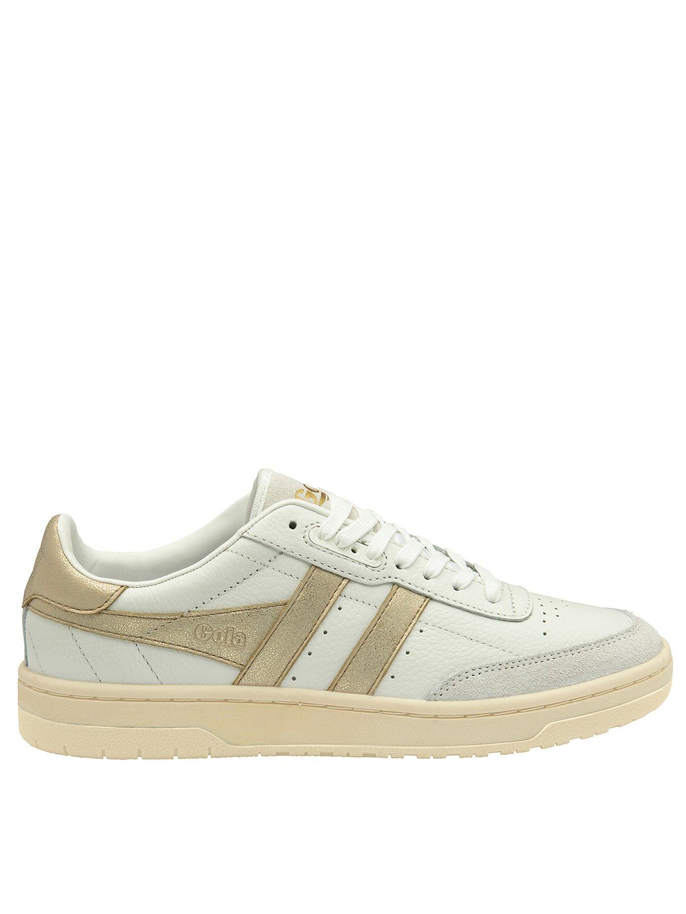 Gola Women's Falcon Mirror Trainers - White/gold, White/Gold, Size 3, Women