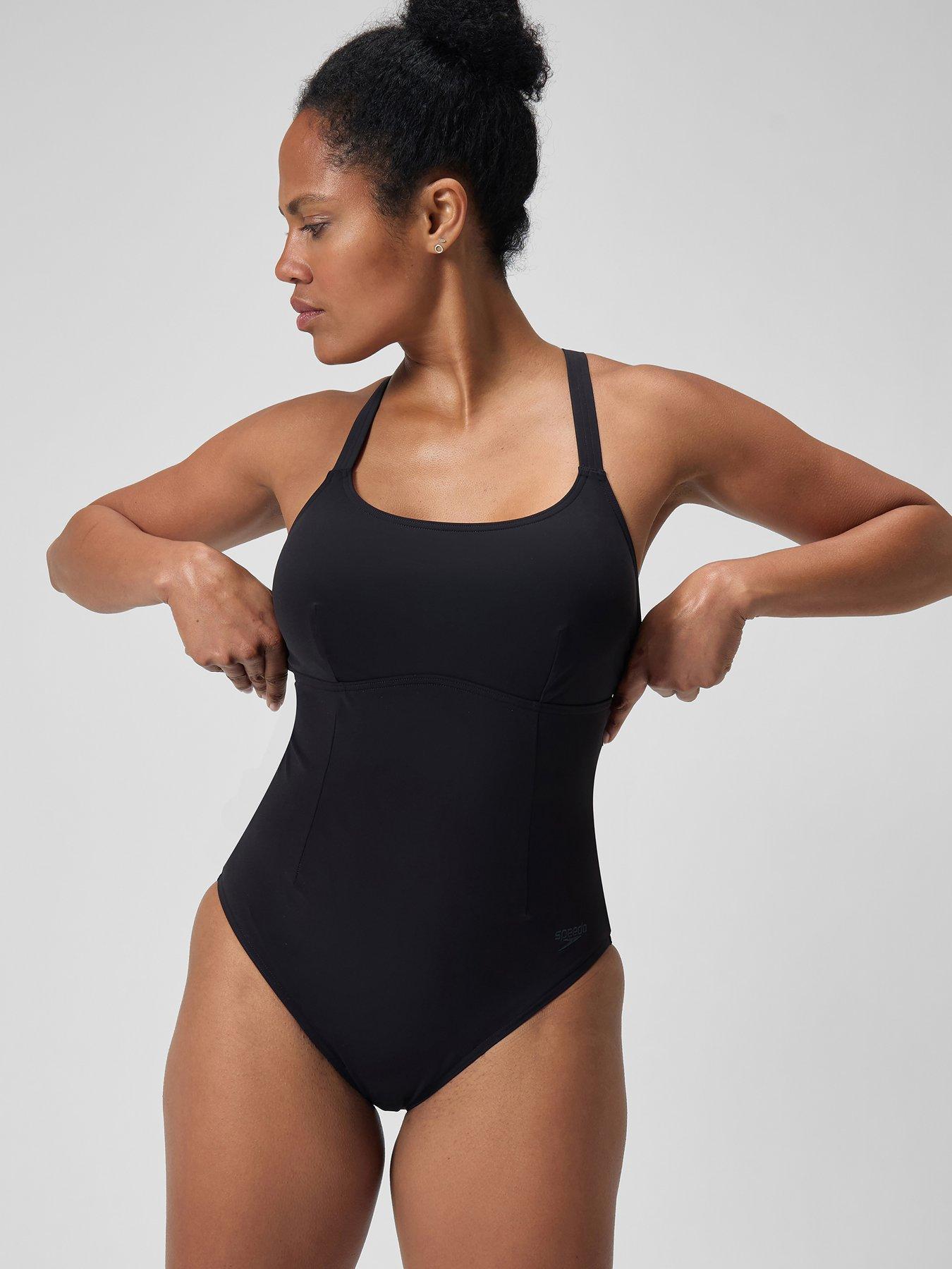 undefined Womens Shaping Crossback Swimsuit - Black
