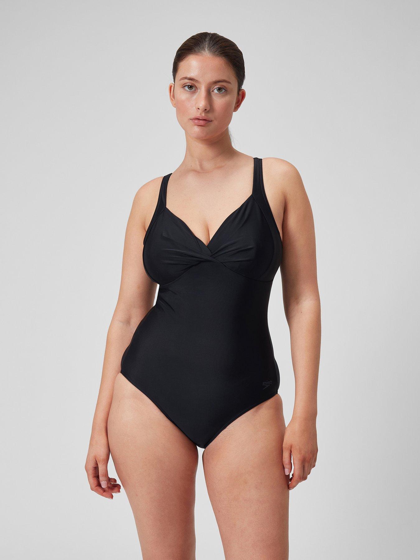 Speedo Womens Shaping Cross Knot 1 Piece - Black