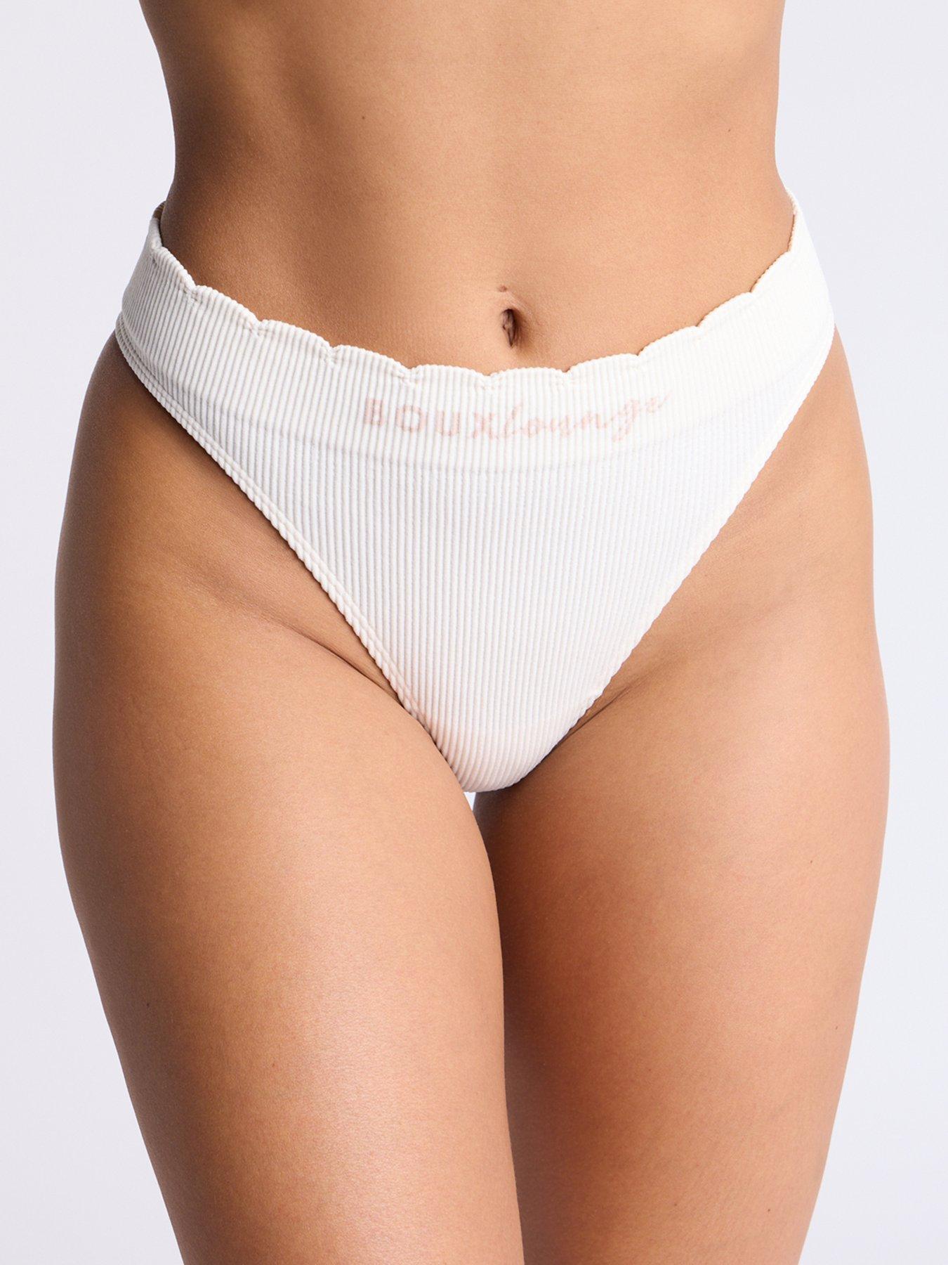 undefined Scallop Ribbed Thong - Stone