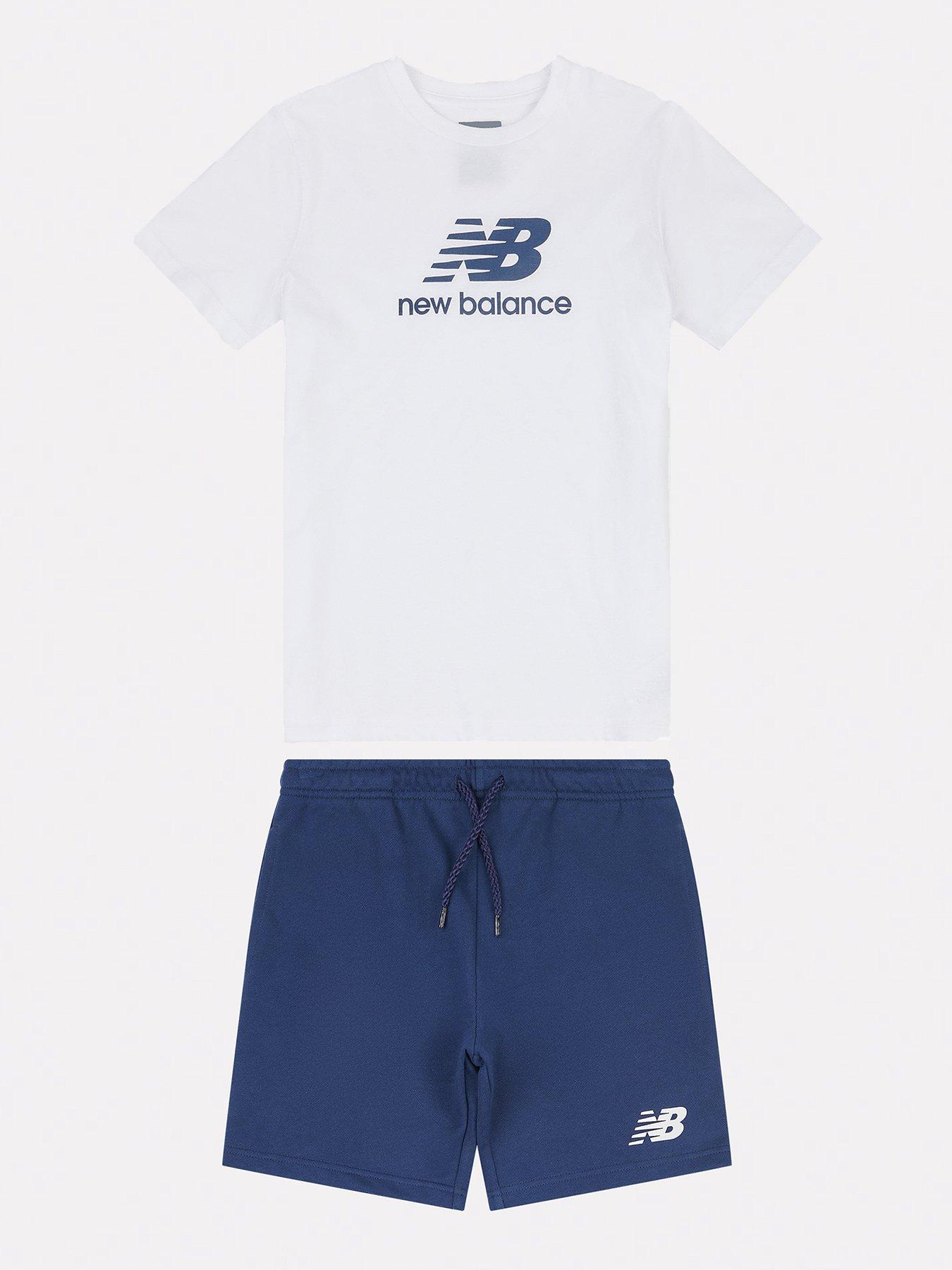 Image 1 of 4 of New Balance Kids Stacked Logo Tee & Lb Short Set - White