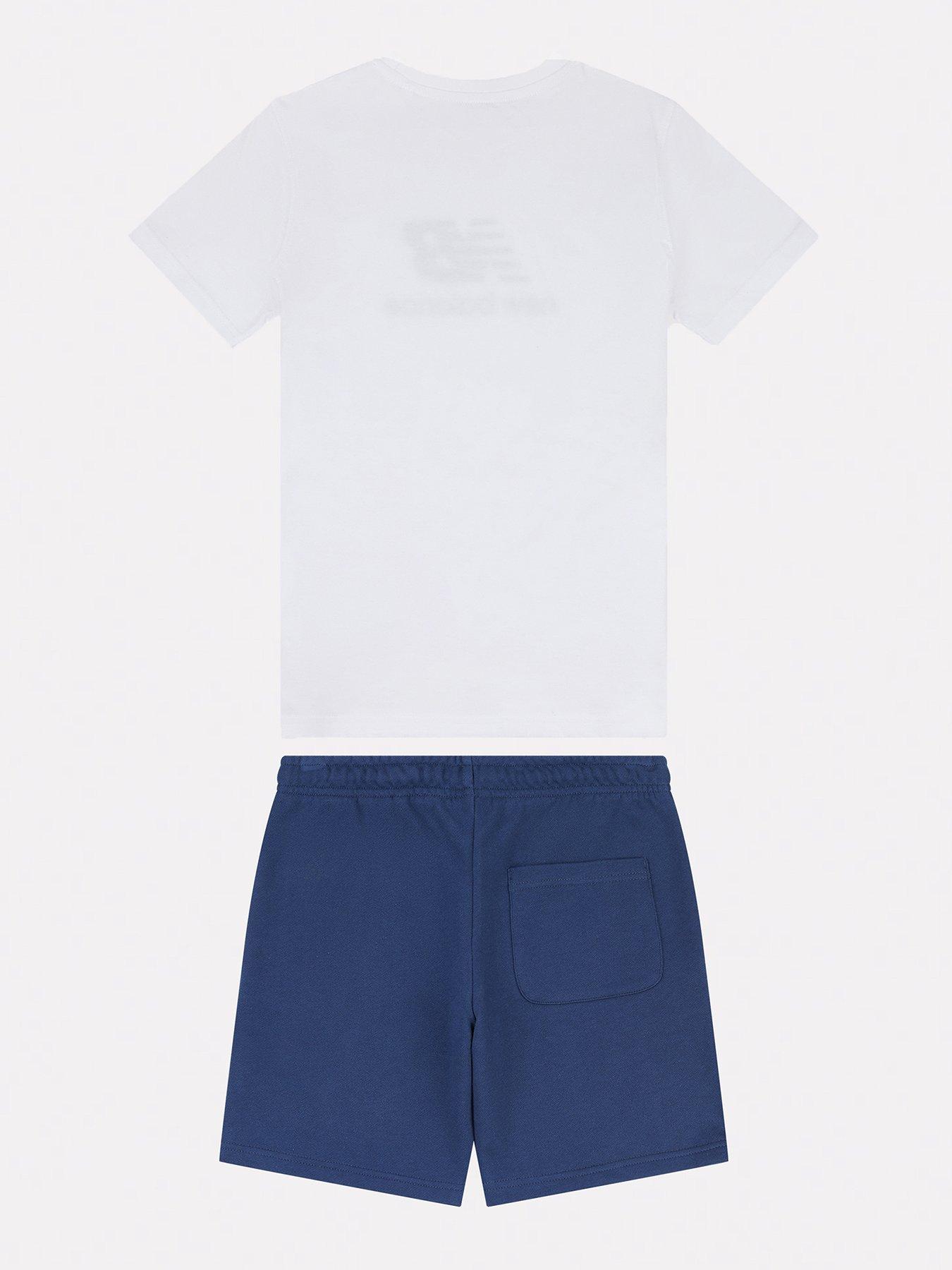 Image 2 of 4 of New Balance Kids Stacked Logo Tee & Lb Short Set - White