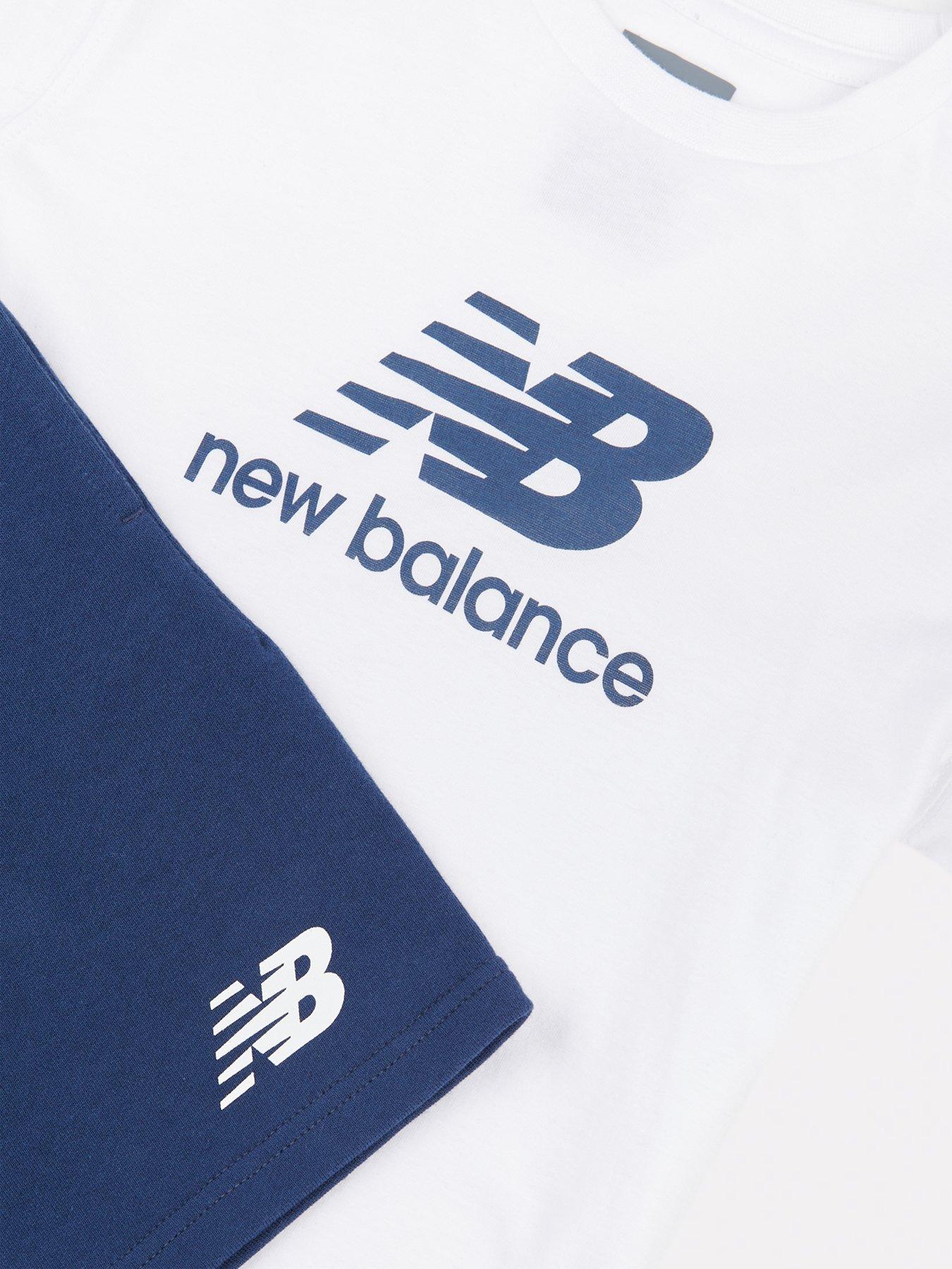 Image 3 of 4 of New Balance Kids Stacked Logo Tee & Lb Short Set - White