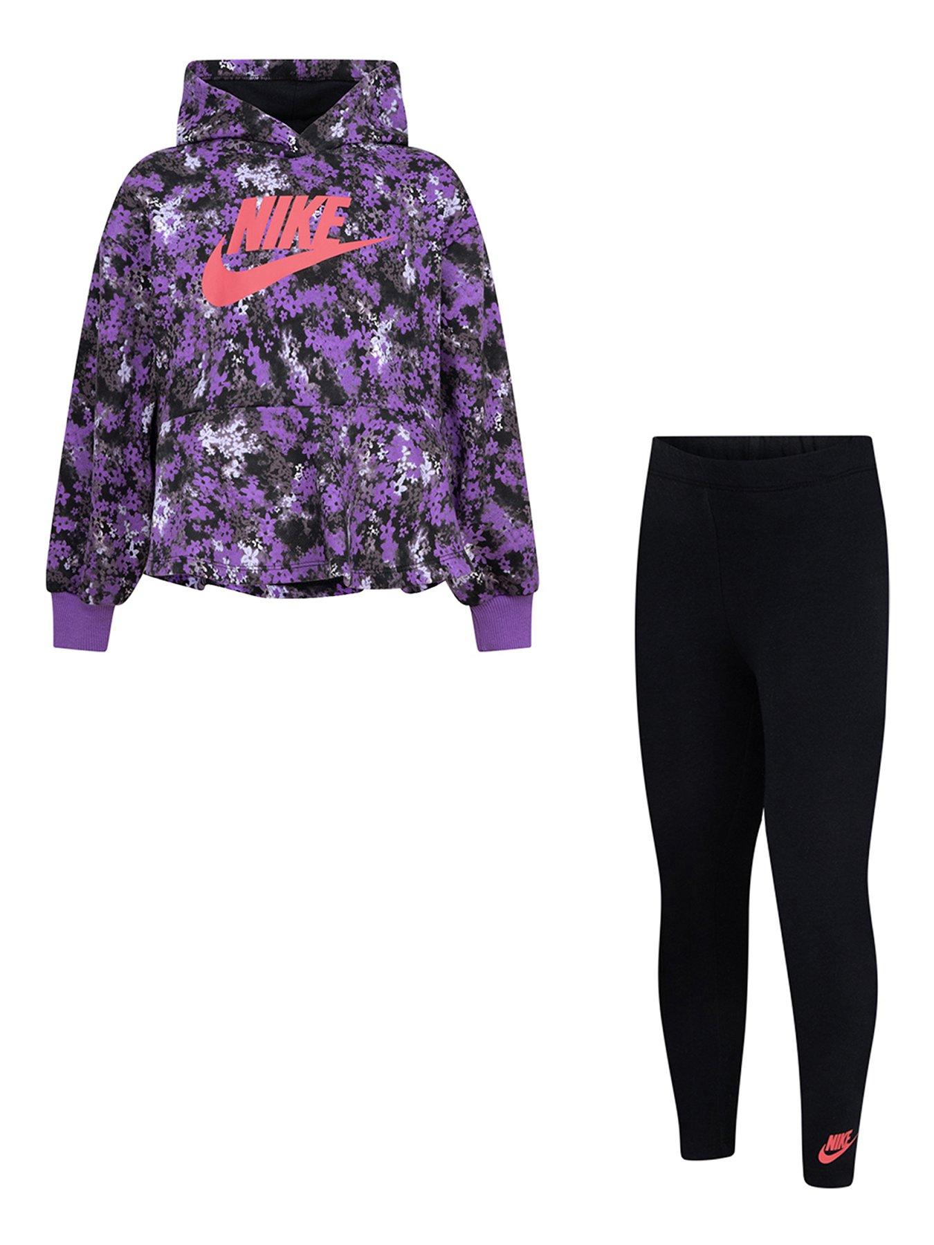 Nike Younger Girls Fresh Cut Hoodie Legging Set Black Very