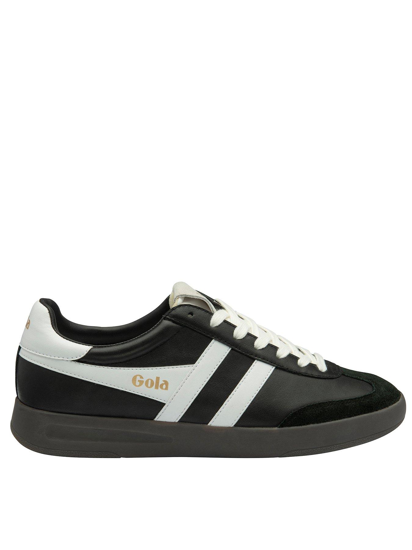 gola women's cyclone leather trainers - black/white