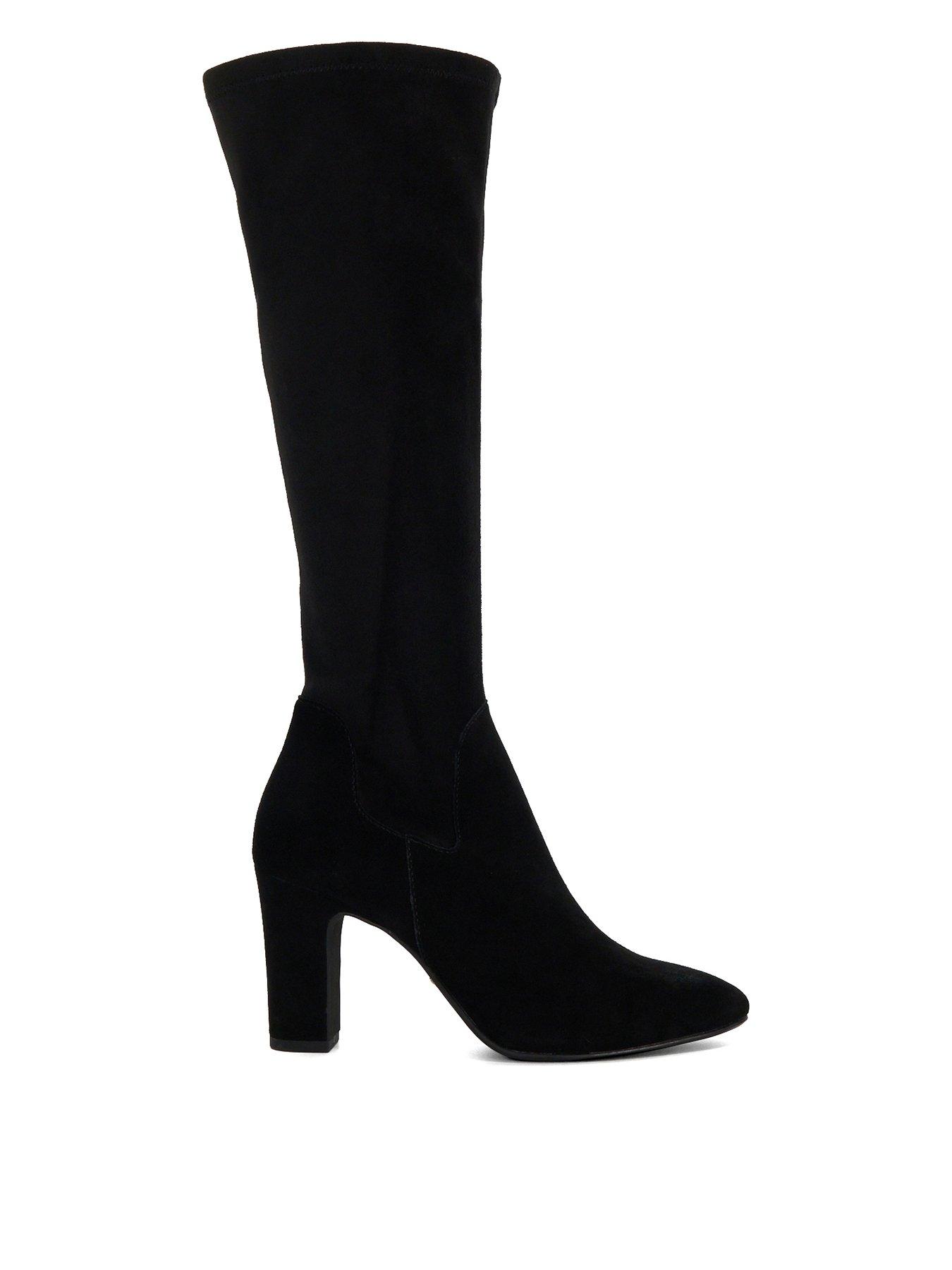 Dune London Wide Fit Simple Knee High Heel Boot Black Very