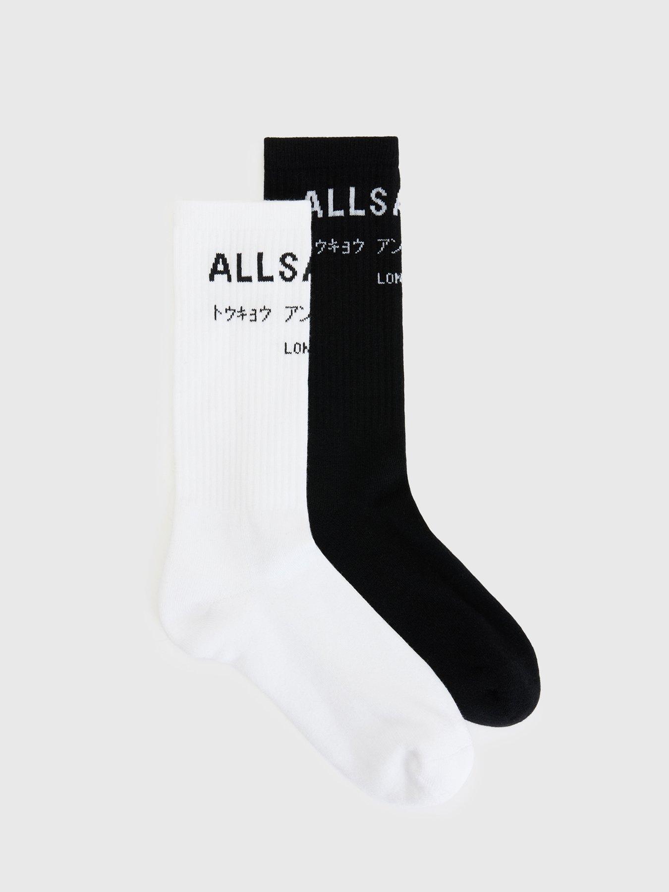 Image 1 of 2 of AllSaints Underground 2 pack Crew Socks - Black/White