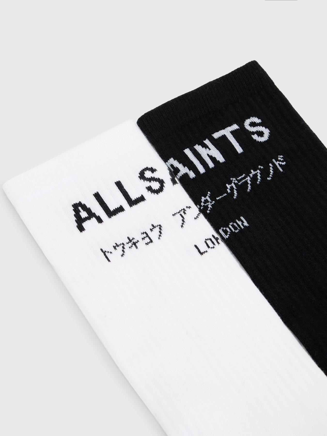 Image 2 of 2 of AllSaints Underground 2 pack Crew Socks - Black/White