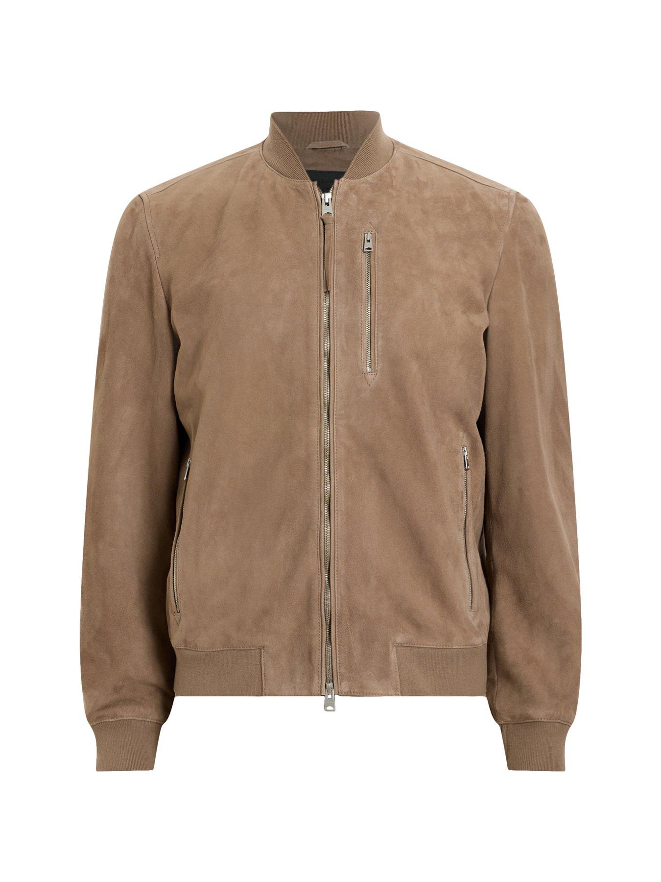 AllSaints Kemble Suede Bomber Jacket Light Brown Very