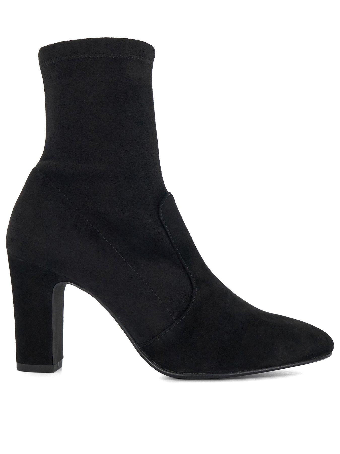 undefined Wide Fit Optilly Suede Heeled Ankle Boot - Black