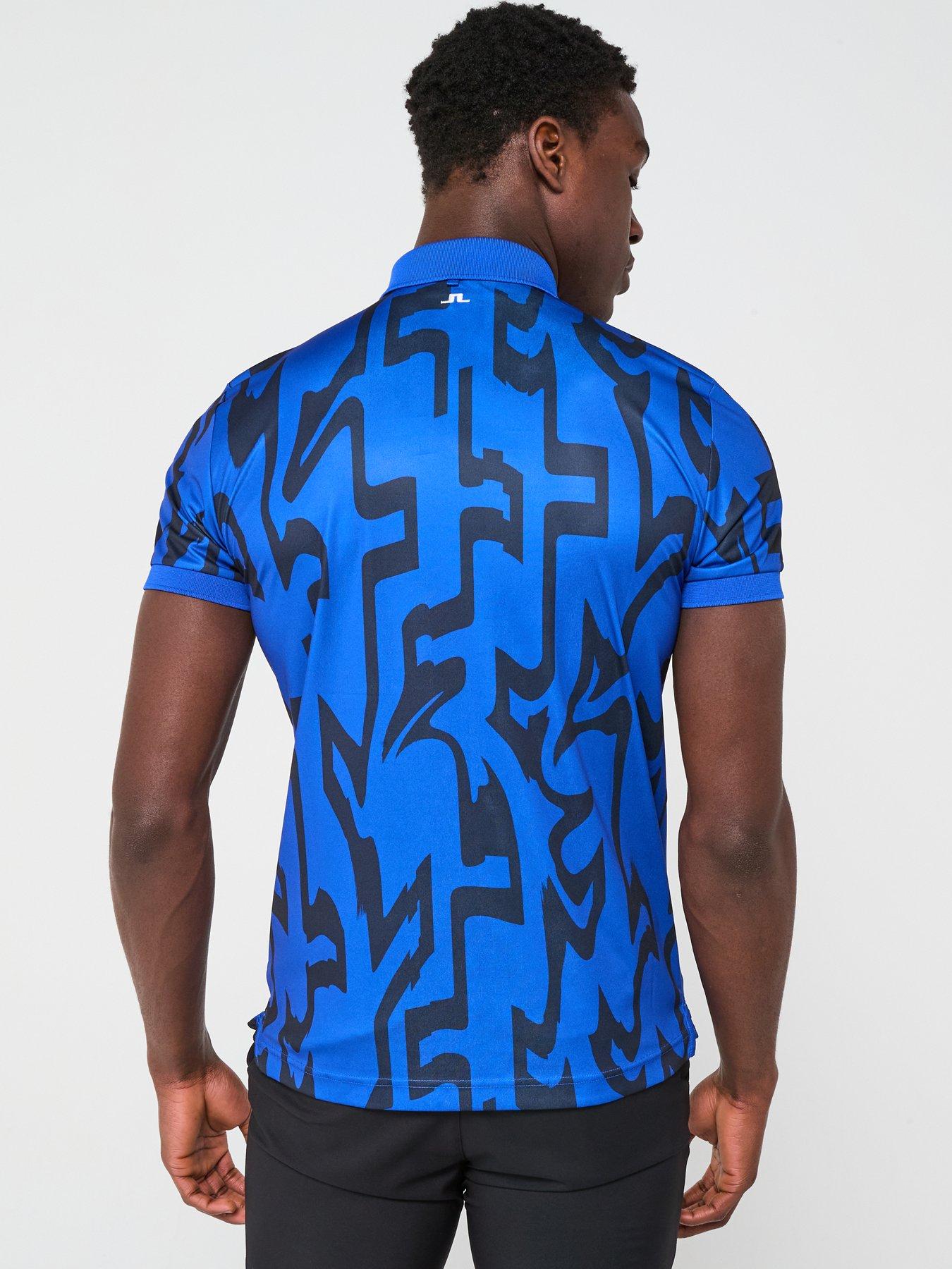 Image 2 of 6 of J LINDEBERG Mens Golf Tour Tech Reg Fit Print Polo - Blue