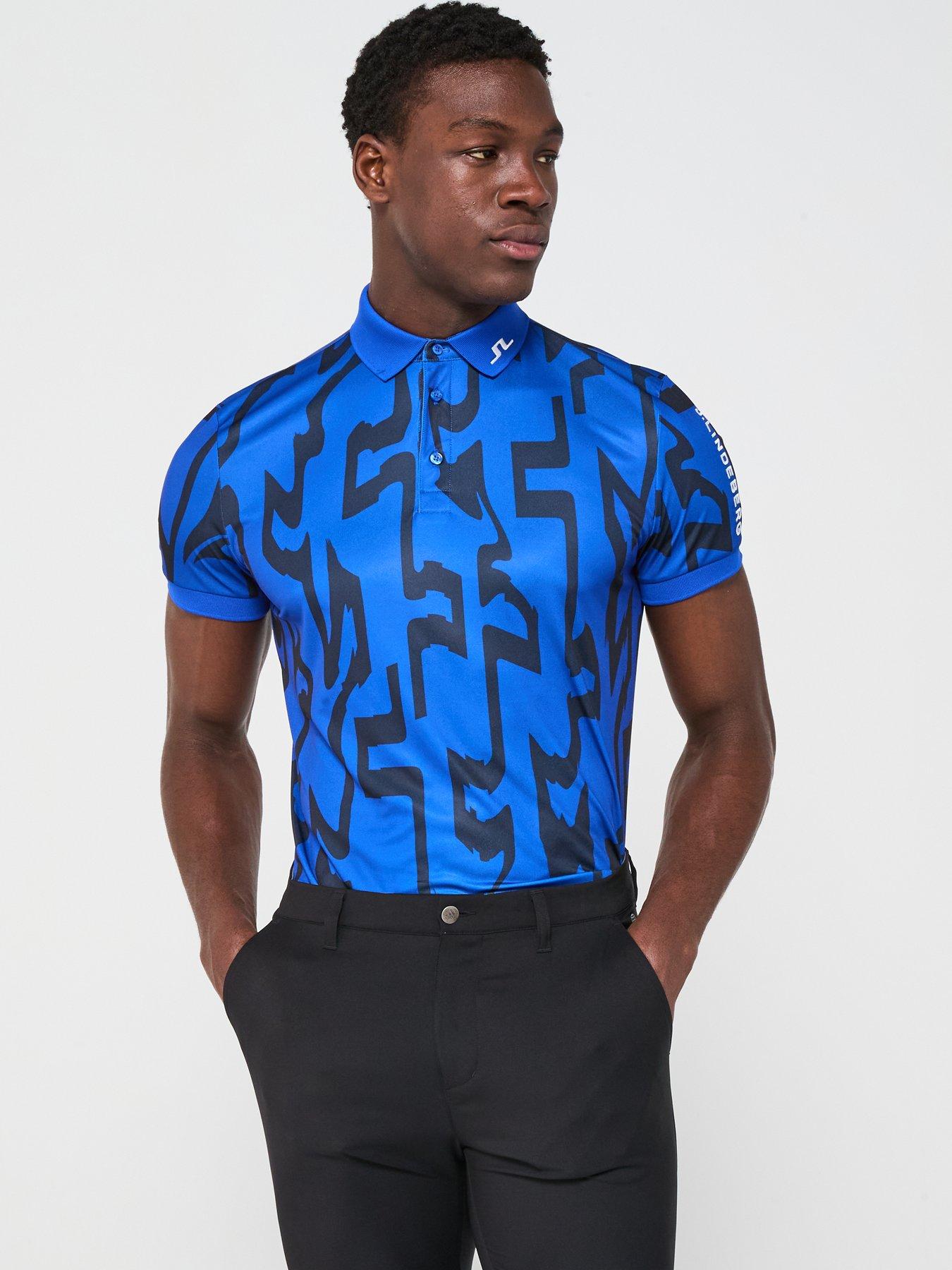 Image 6 of 6 of J LINDEBERG Mens Golf Tour Tech Reg Fit Print Polo - Blue