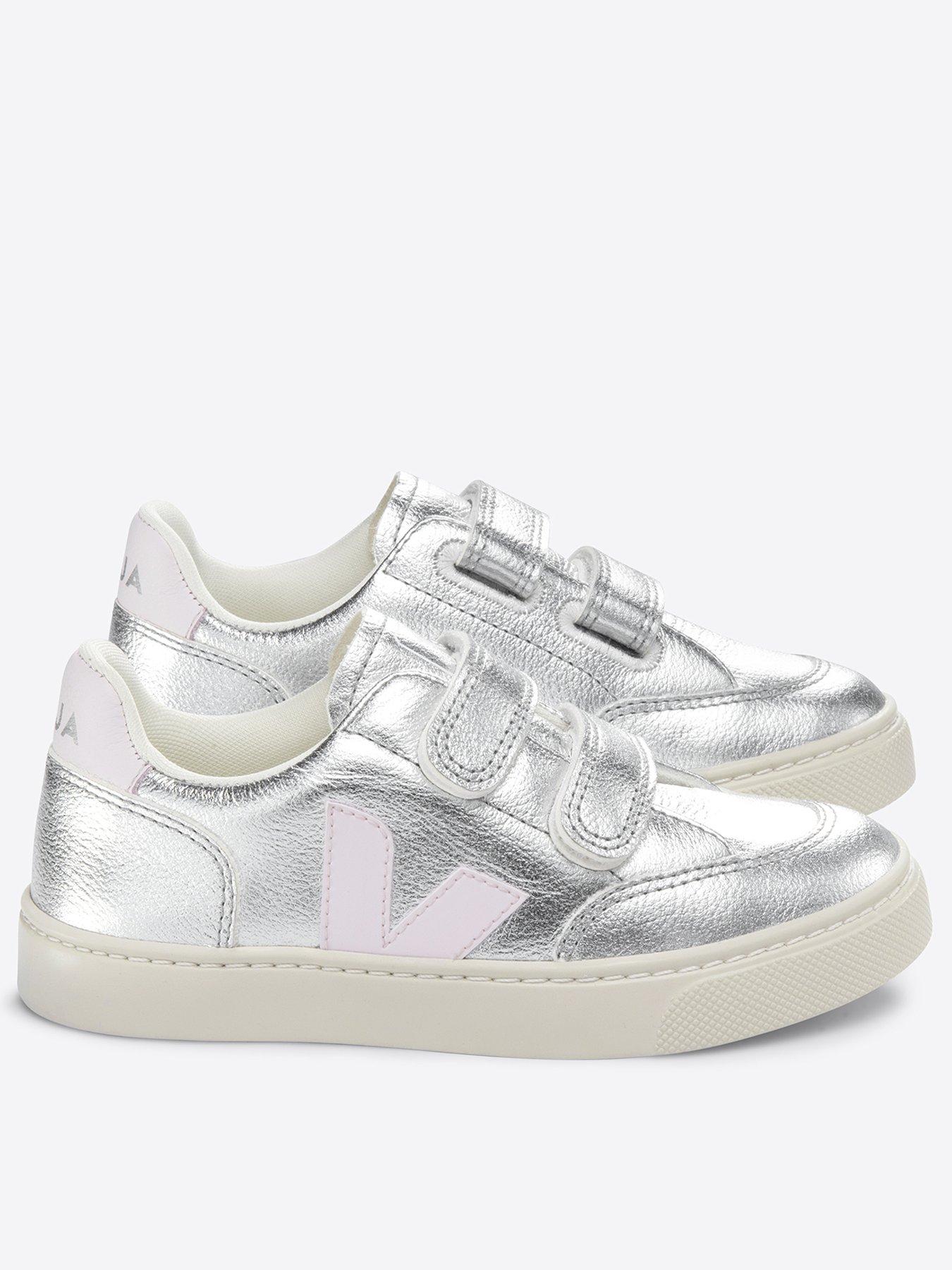 Image 1 of 4 of Veja Girls Small V-12 Trainers - Silver