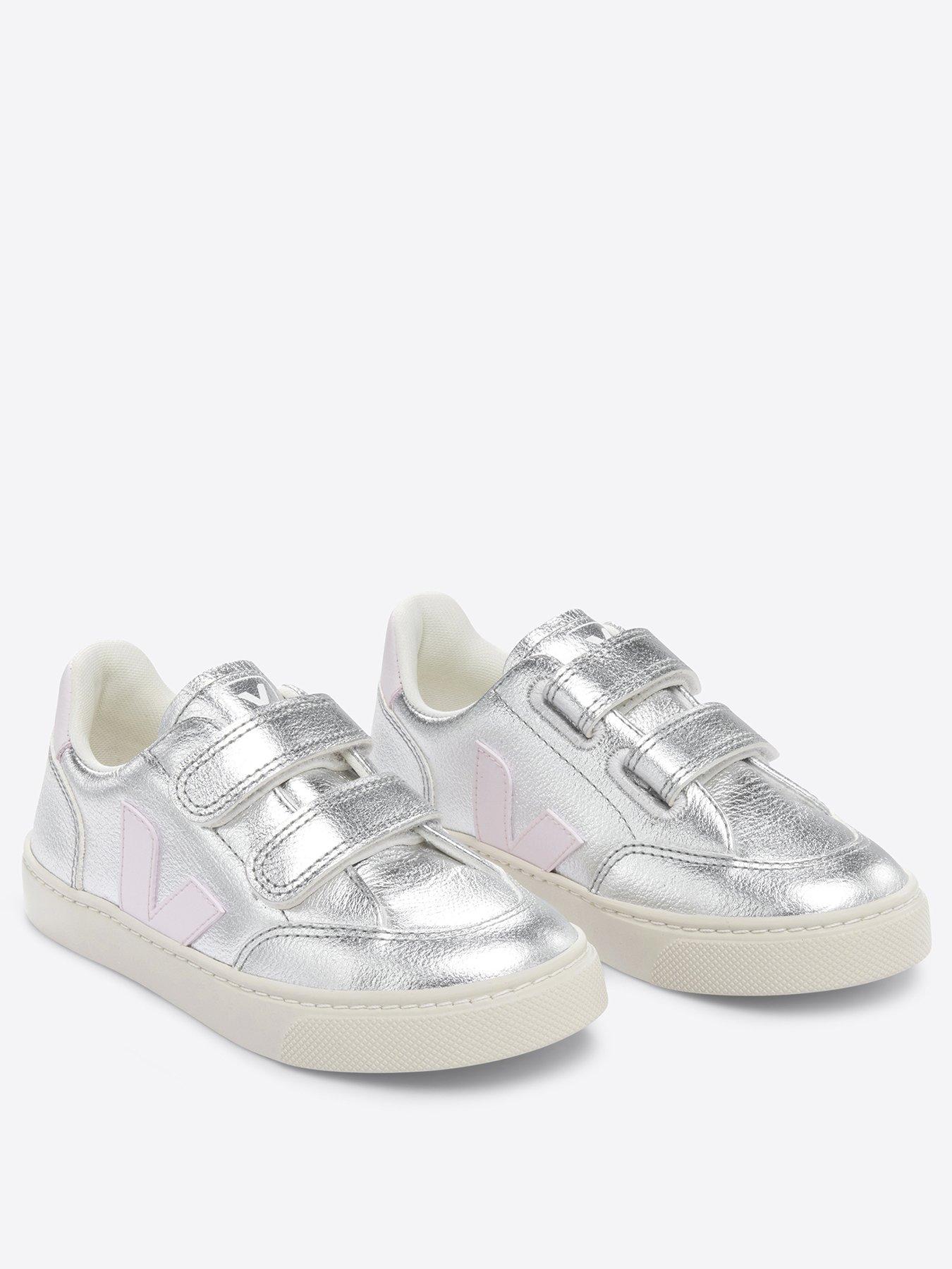 Image 2 of 4 of Veja Girls Small V-12 Trainers - Silver