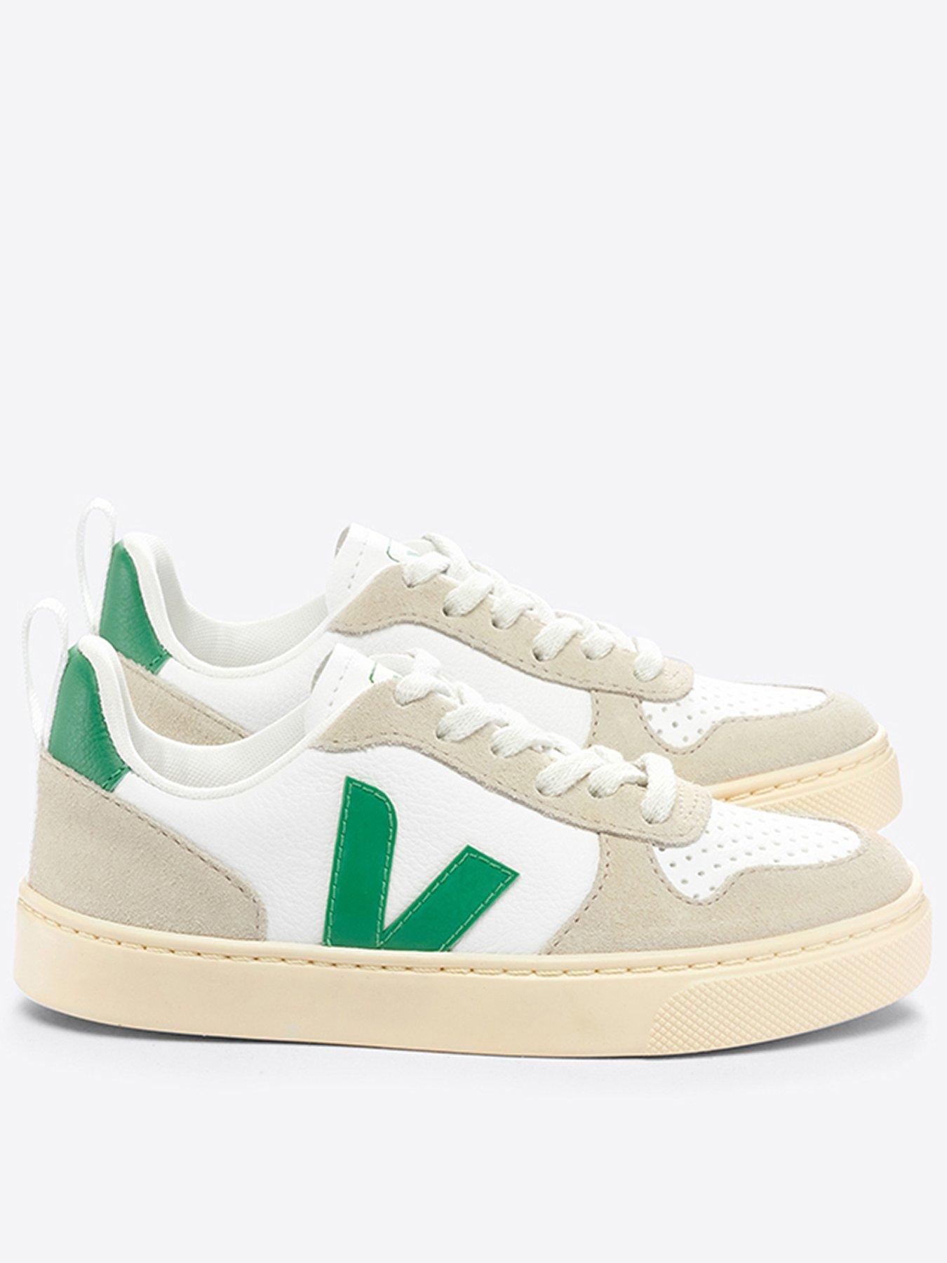 undefined Junior Small V-10 Laces Trainers - White/Green