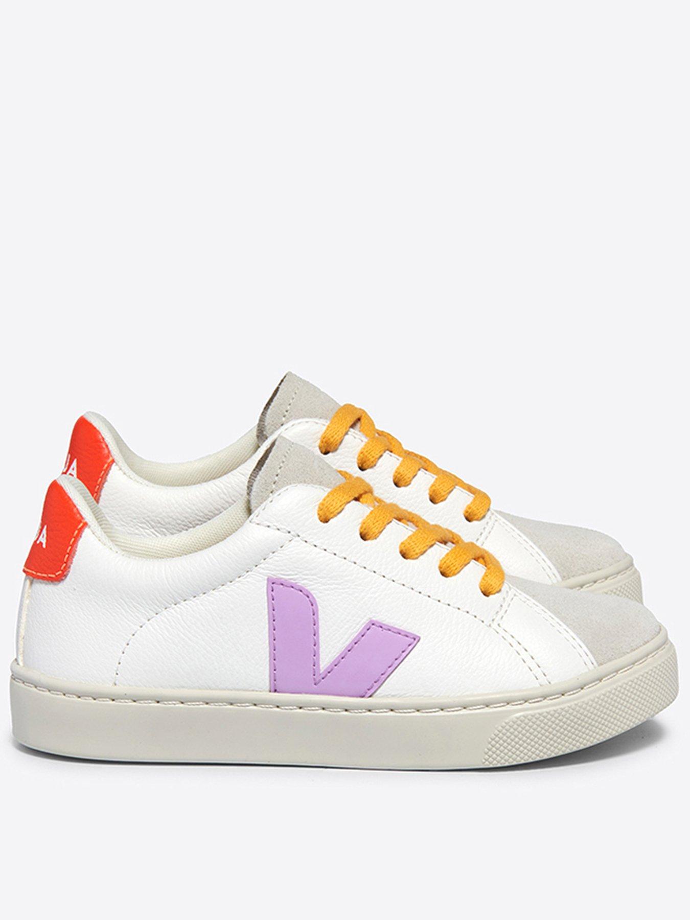 undefined Girls Junior Small Esplar Laces Trainers - White/Orange