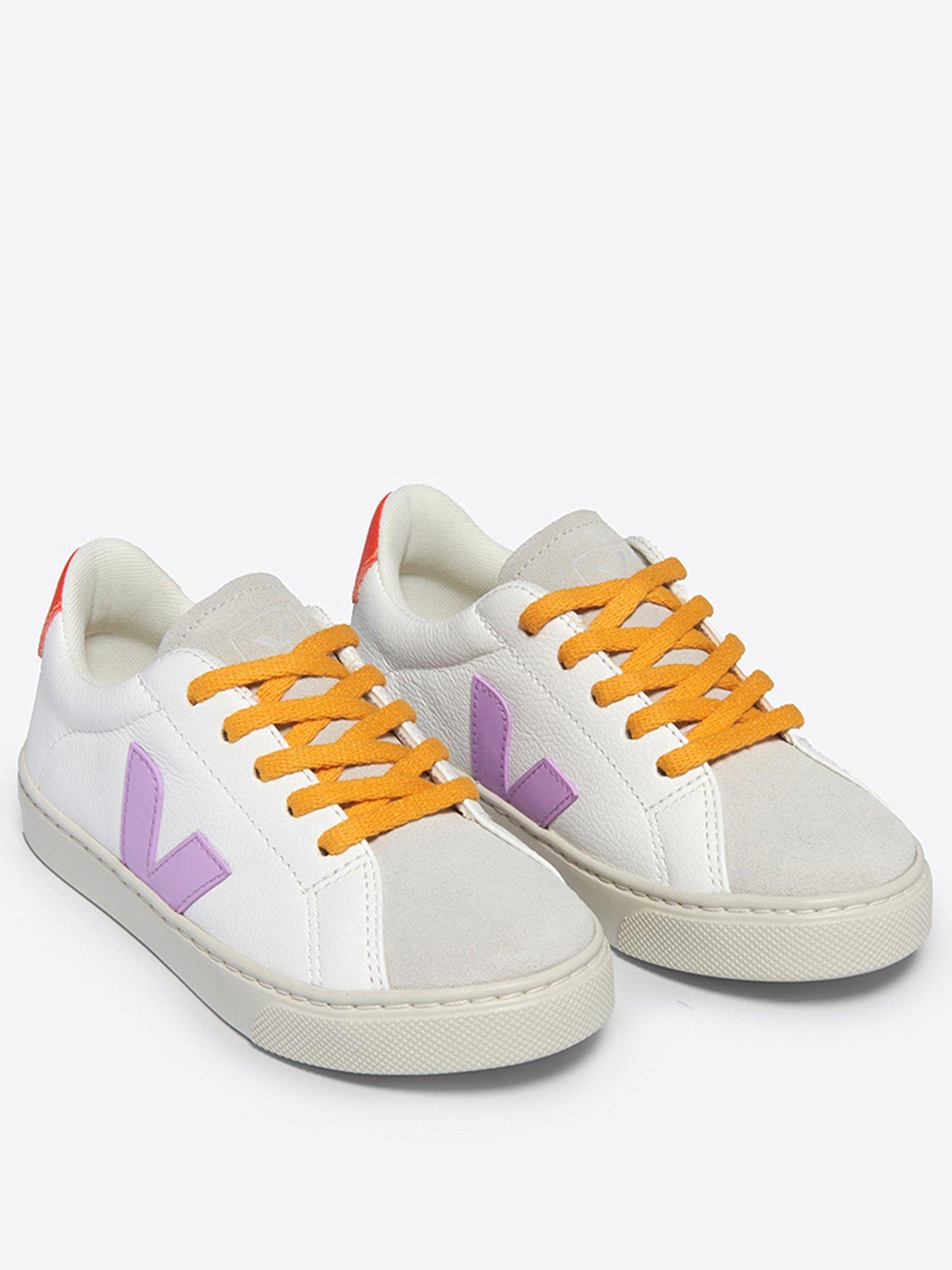 Image 2 of 4 of Veja Girls Junior Small Esplar Laces Trainers - White/Orange