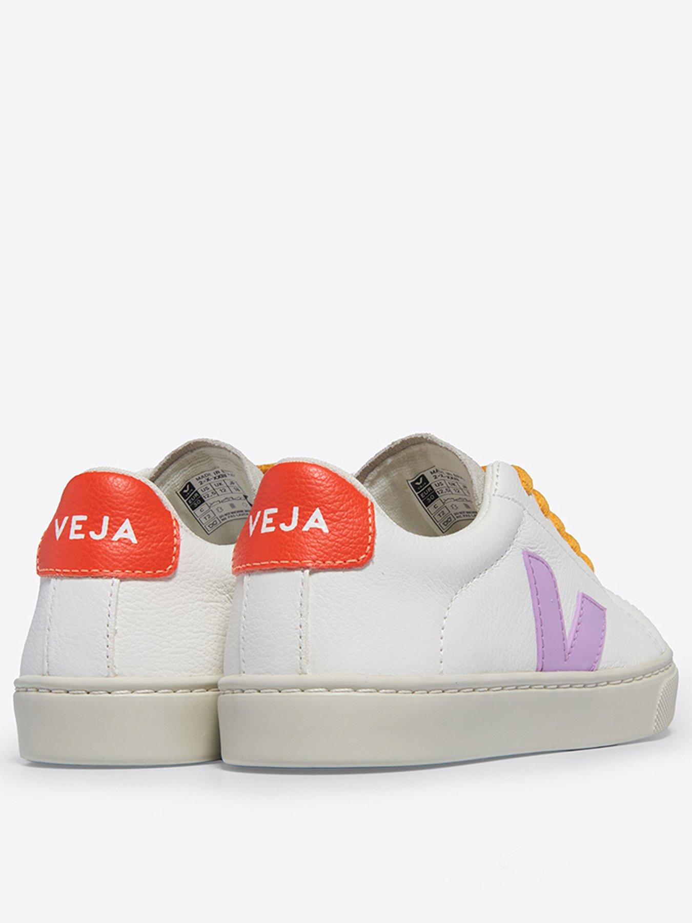 Image 3 of 4 of Veja Girls Junior Small Esplar Laces Trainers - White/Orange