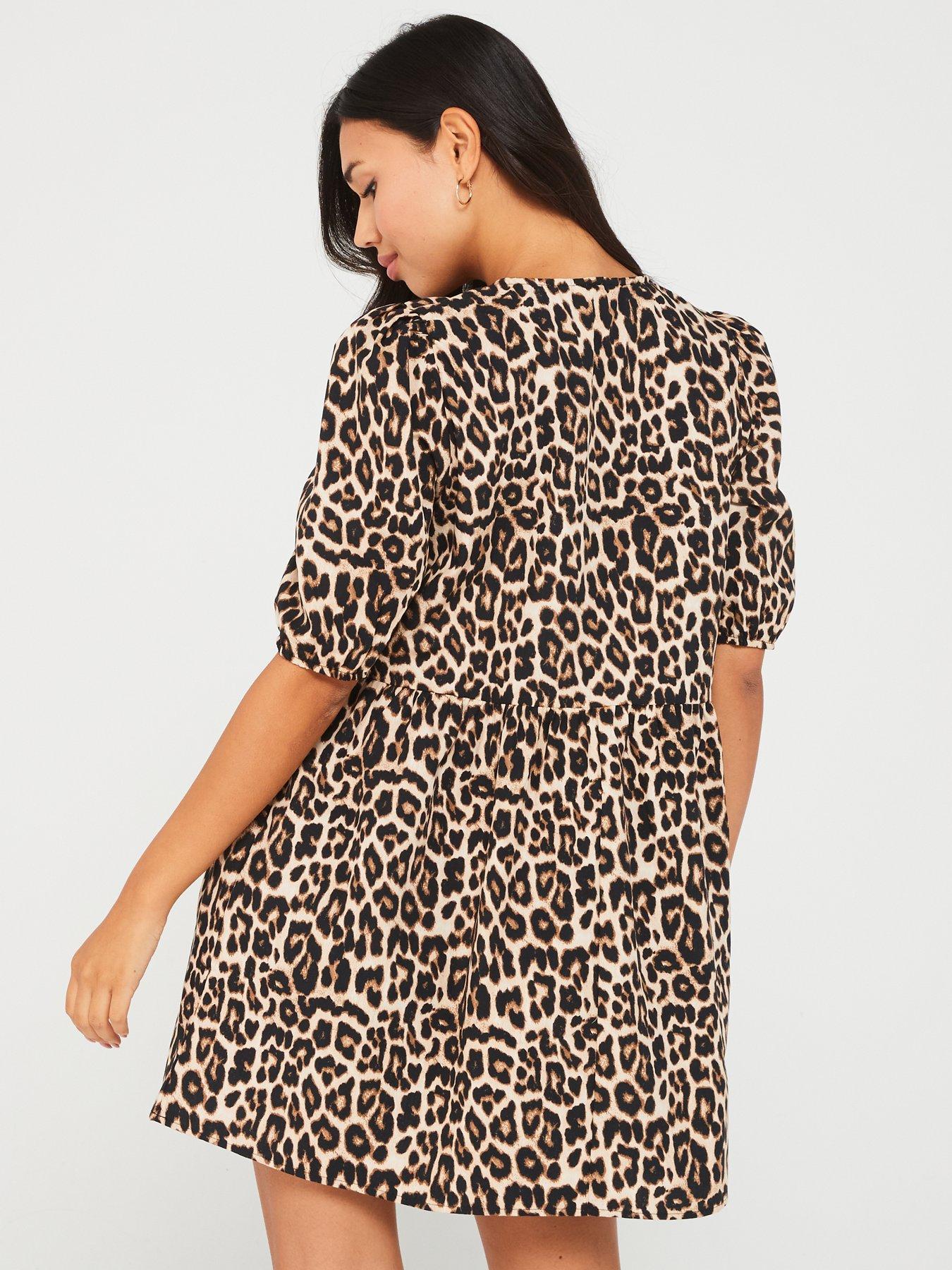 Leopard Print Tie Front Mini Dress